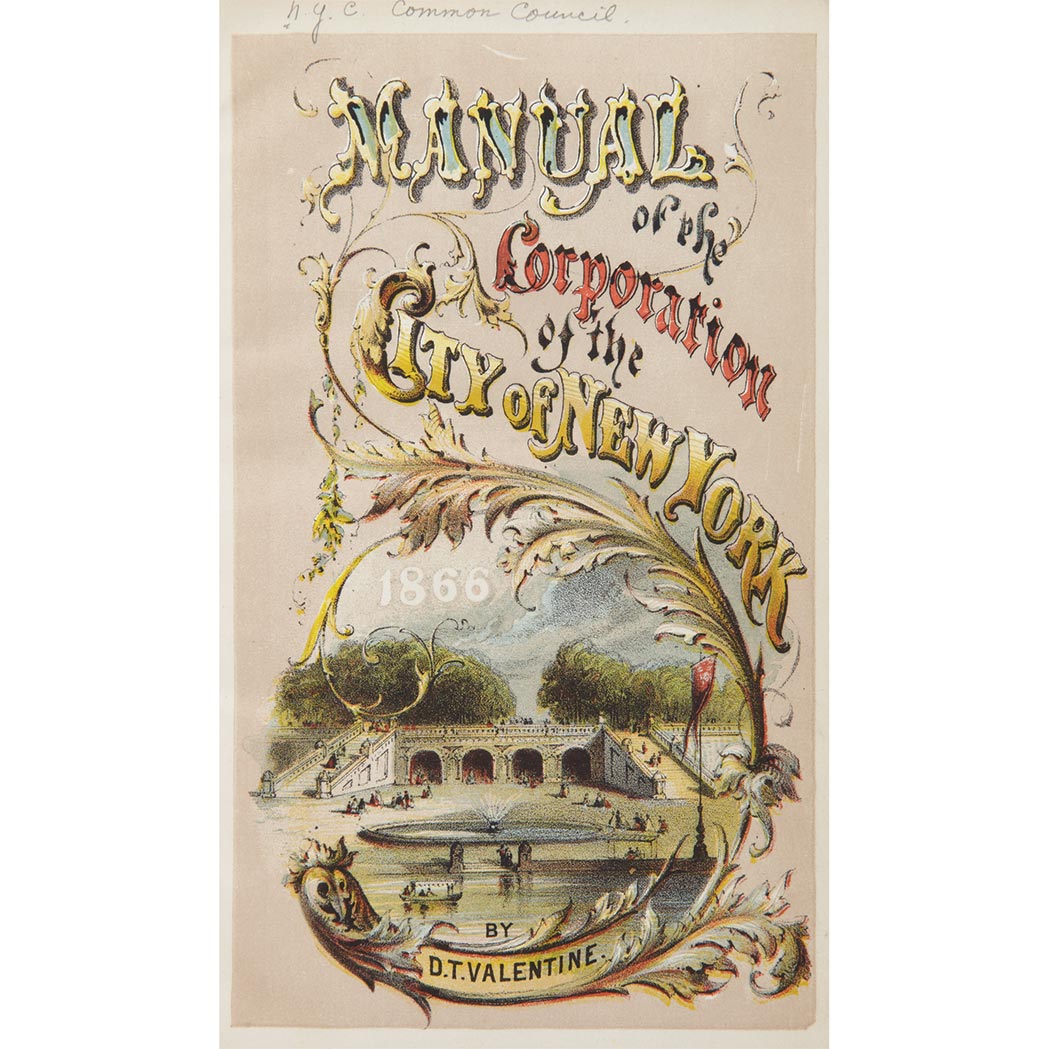 Lot image - [NEW YORK - VALENTINES MANUAL] Manual of the Corporation New York. New York: 1842-1870, a nearly complete run, including on...