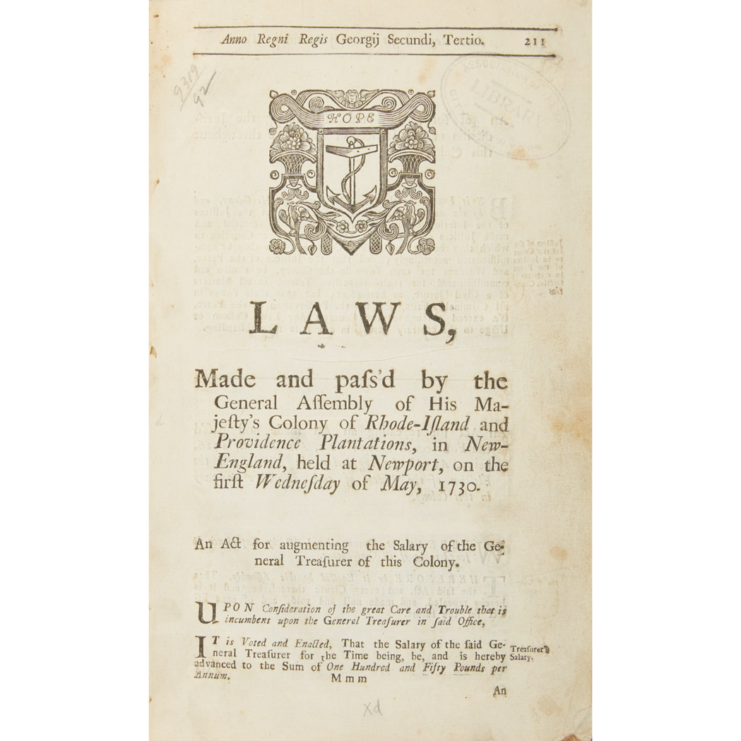 Lot image - [RHODE ISLAND]  Large group of colonial-era schedules, 1730-1772