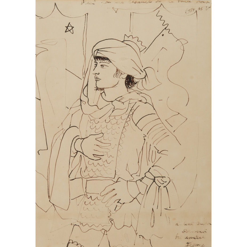 Lot image - COCTEAU, JEAN  Dessin pour Les Chevaliers de la Table Ronde