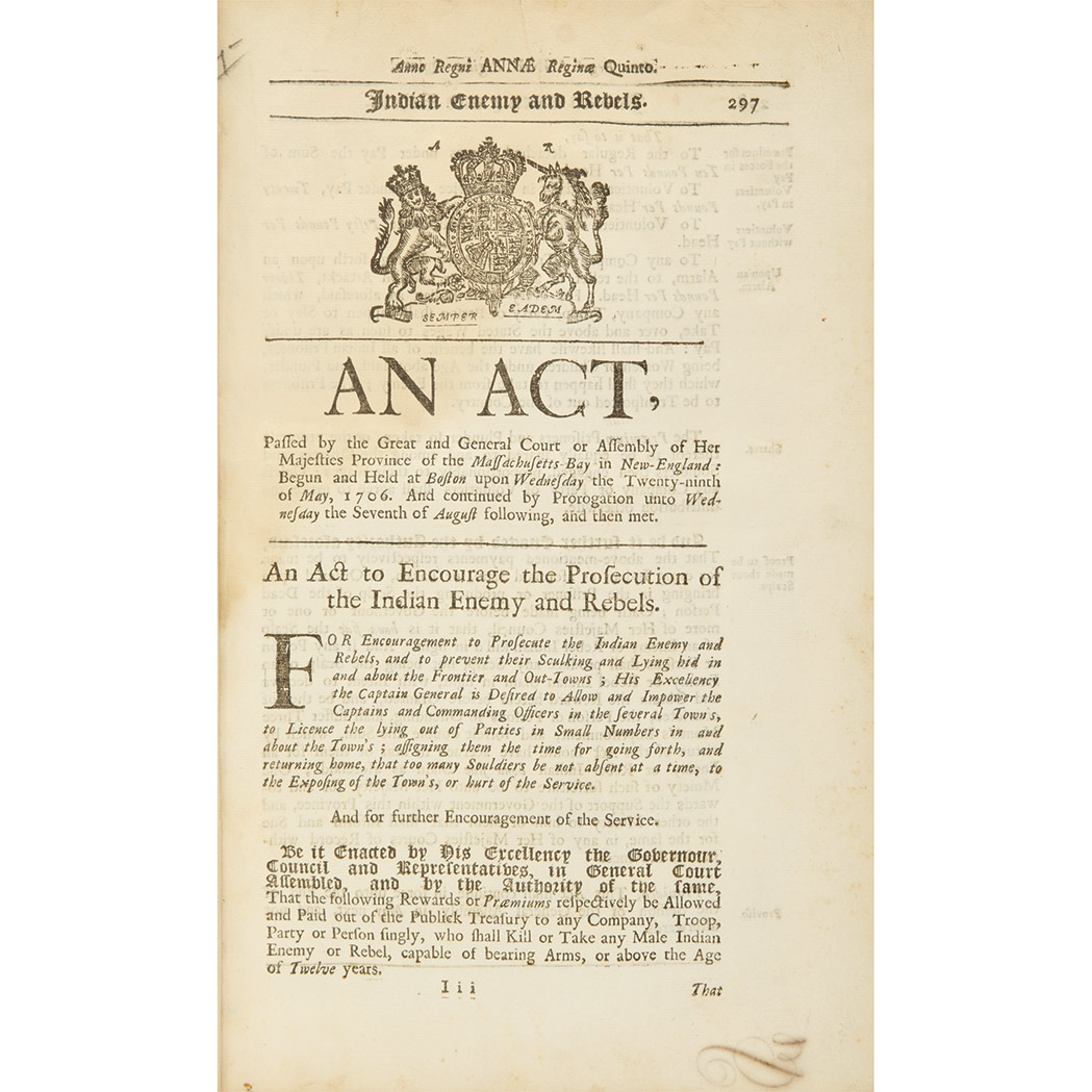 Lot image - [MASSACHUSETTS - COLONIAL]  Two groups of early Acts & Laws, 1700-10