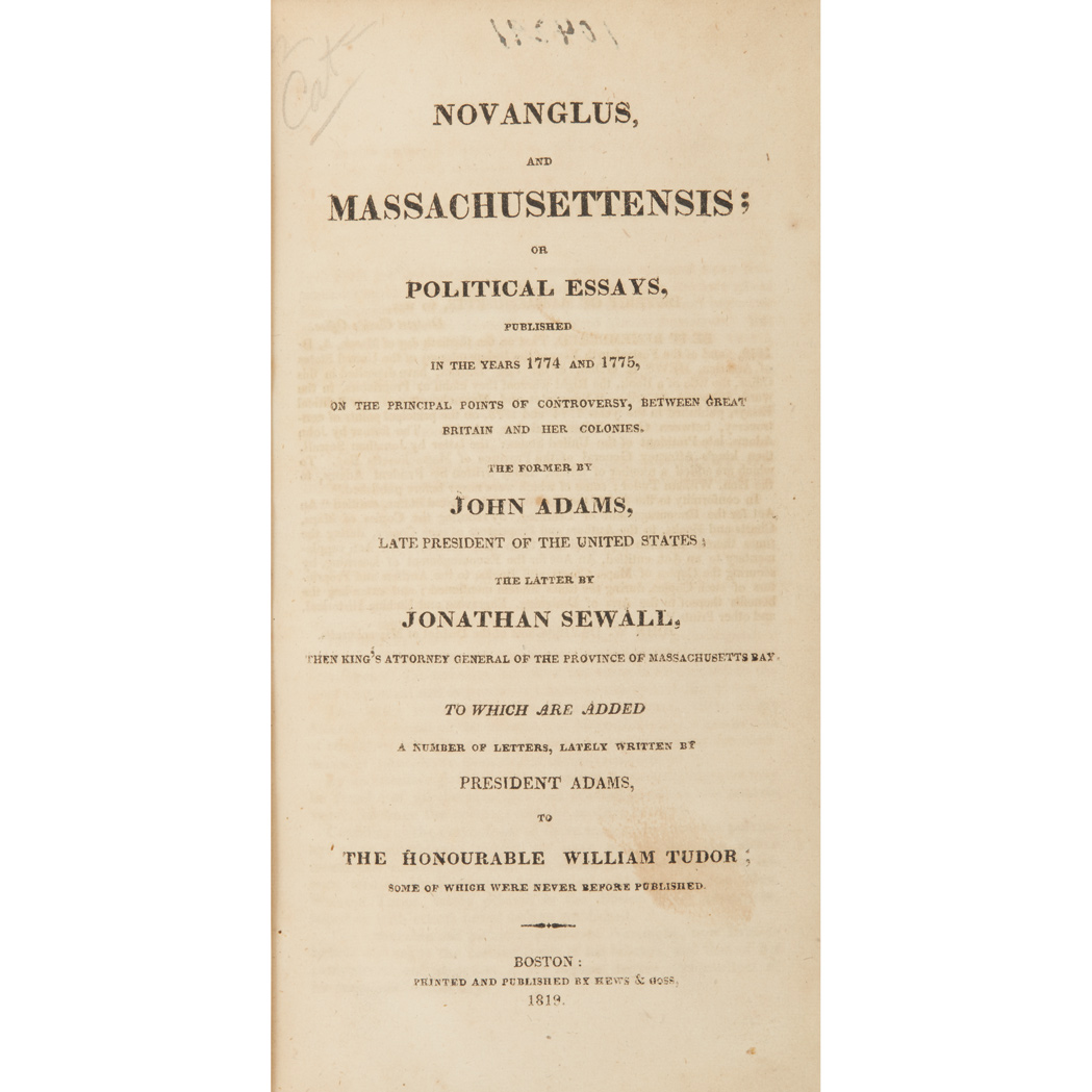 Lot image - ADAMS, JOHN  A Defence of the Constitutions of Government of the United States of America