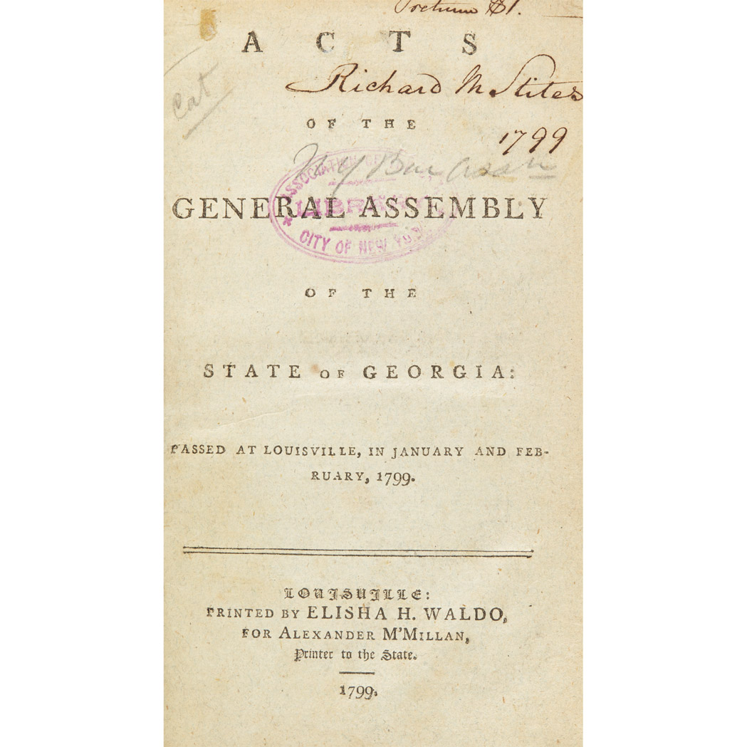 Lot image - [GEORGIA]  Run of George Laws, 1799-1820