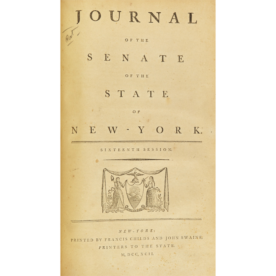 Lot image - [NEW YORK - FEDERAL]  Miscellany of Assembly and Senate Journals, 1785-1800