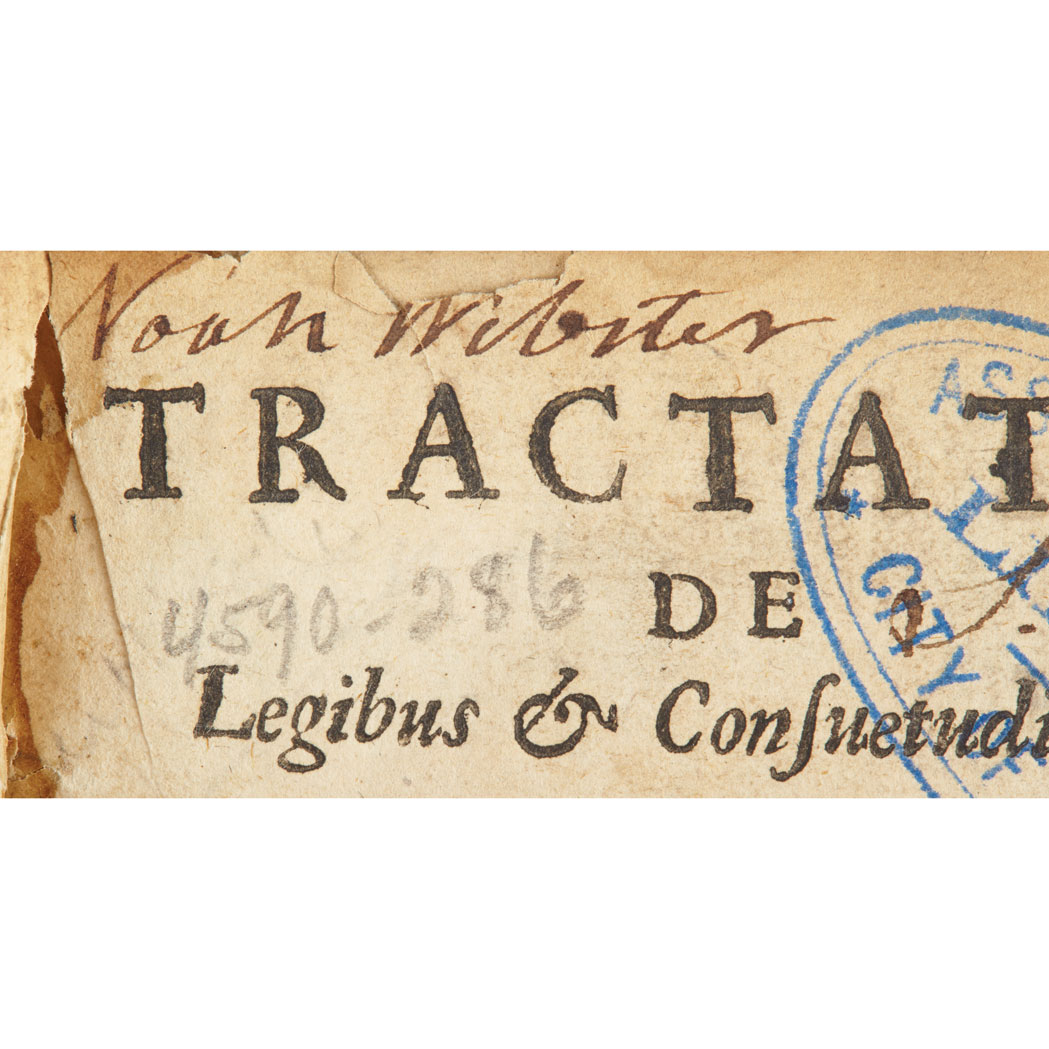 Lot image - [WEBSTER, NOAH]  GLANVILLA, RANULPHUS DE. Tractatus de legibus et consuetudinibus regni Angliae