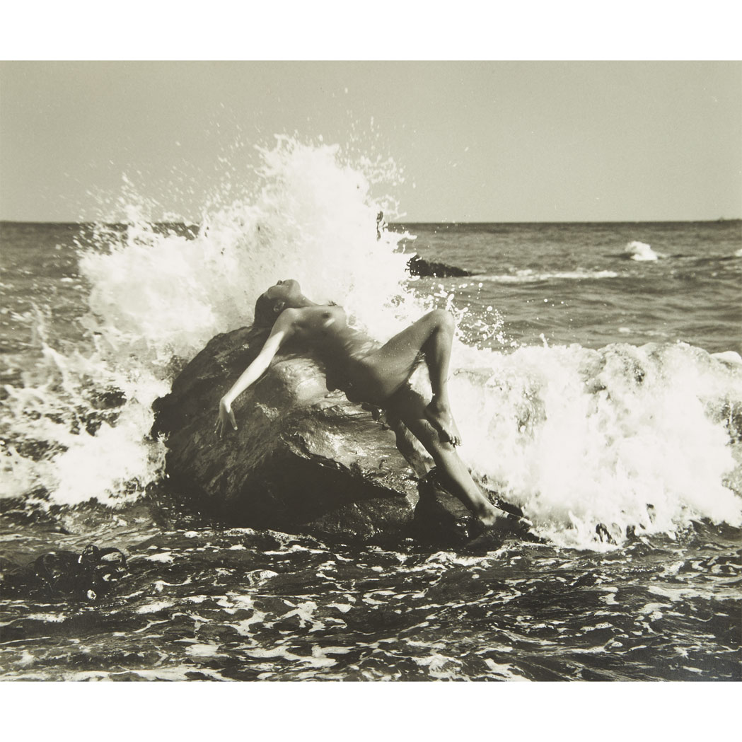 Lot image - YOSHIYUKI, IWASE (1904-2001)  [Nude on rocks by sea]