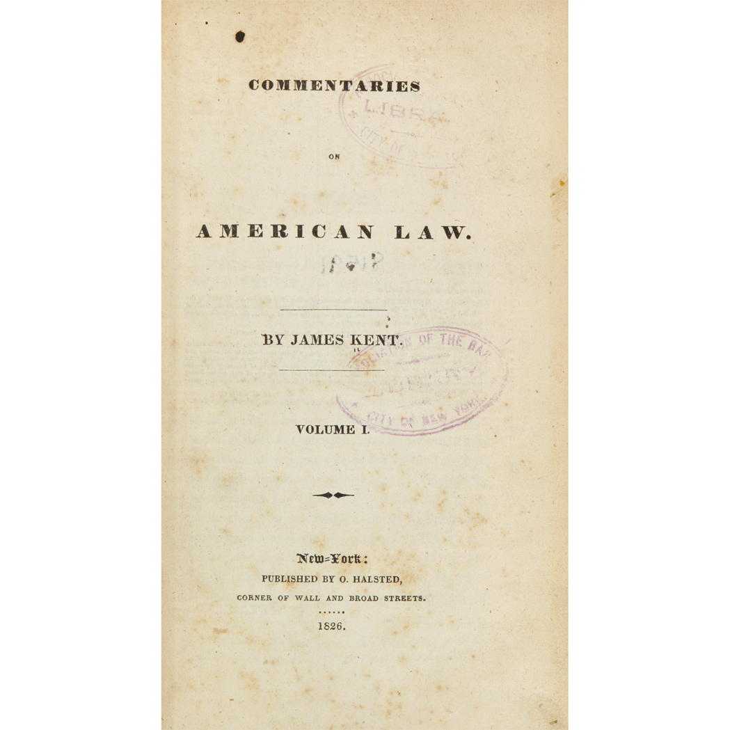 Lot image - KENT, JAMES  Commentaries on American Law
