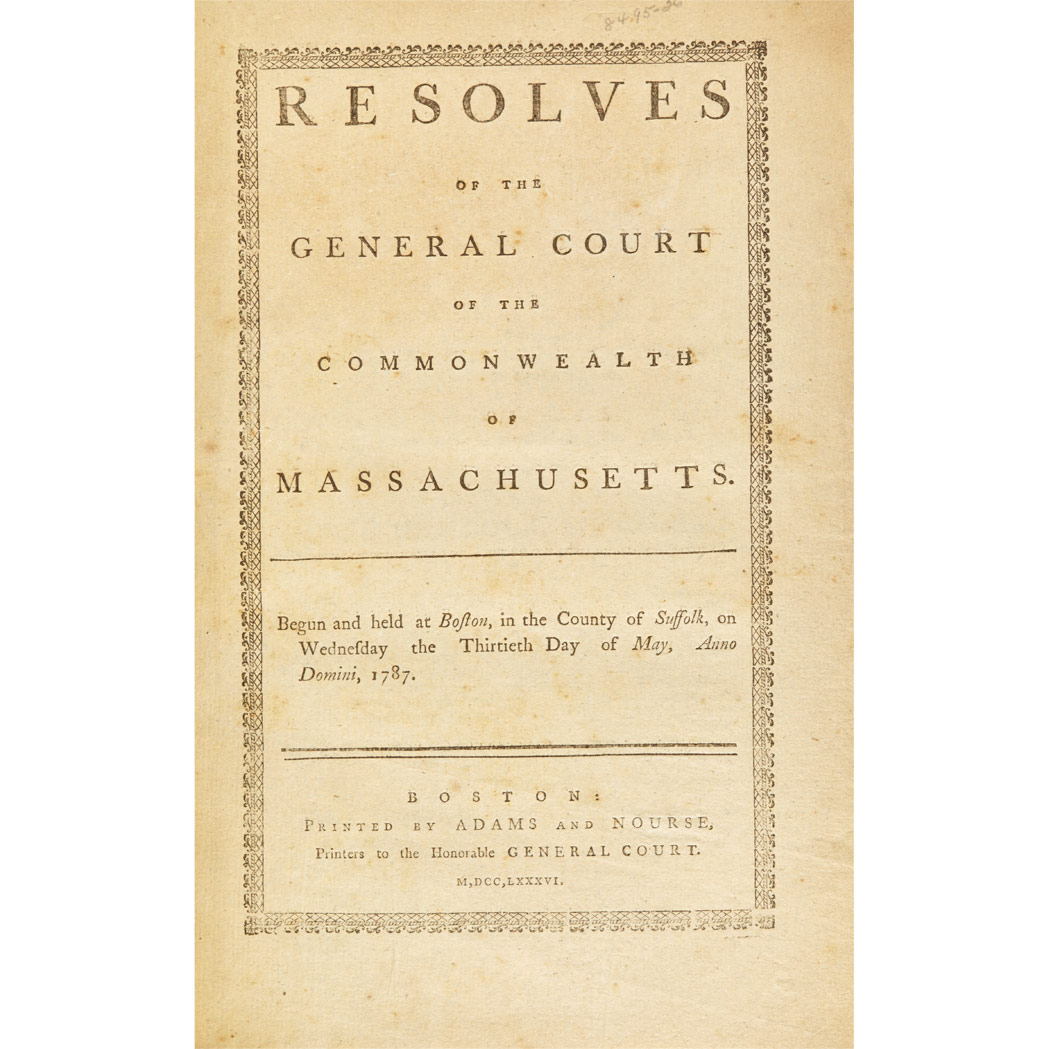Lot image - [MASSACHUSETTS - FEDERAL]  Group of Acts and Laws Passed by the General Court, 1784-1789