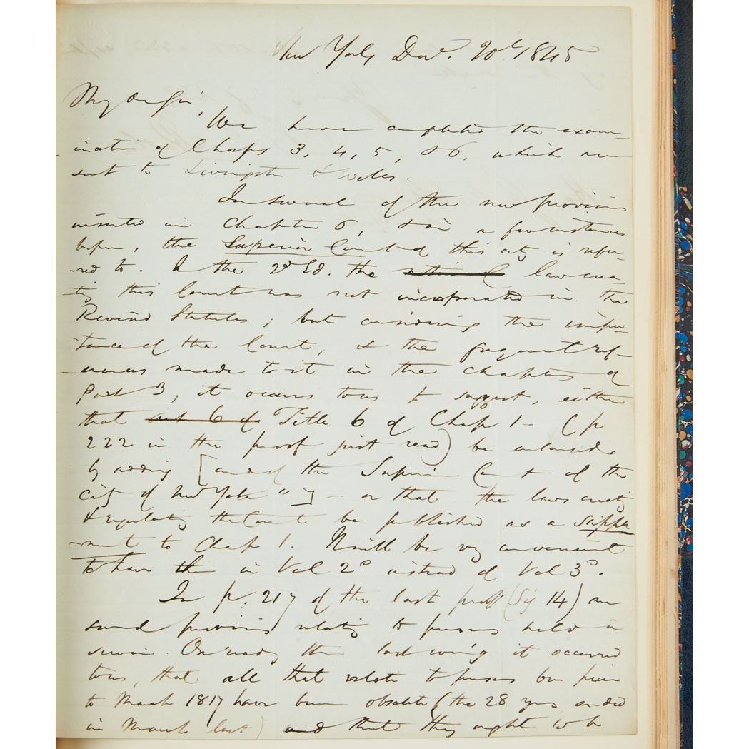 Lot image - [NEW YORK LEGAL HISTORY]  BUTLER, WILLIAM ALLEN. The Revision of the Statutes of the State of New York and the Revisers ... An Address before the Association of the Bar of the City of New York