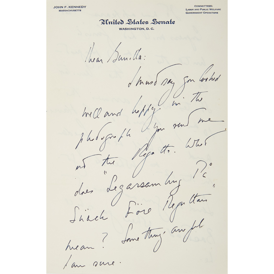 Lot image - KENNEDY, JOHN FITZGERALD  Group of autograph letters to Gunilla von Post