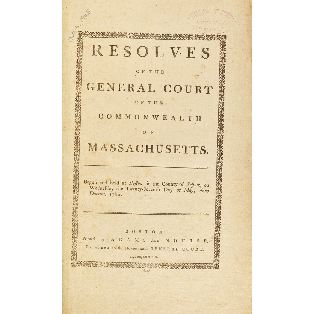 Lot image - [MASSACHUSETTS - FEDERAL]  Group of Massachusetts Resolves, 1789-1806