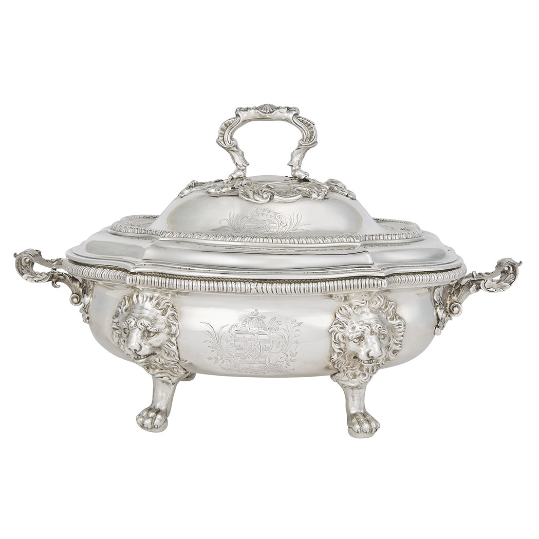 Lot image - George II Sterling Silver Covered Soup Tureen