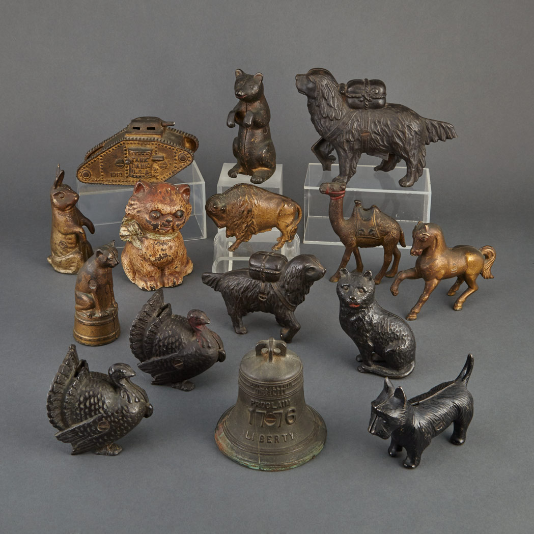 Lot image - Group of Fifteen Cast Iron Animal Still Banks