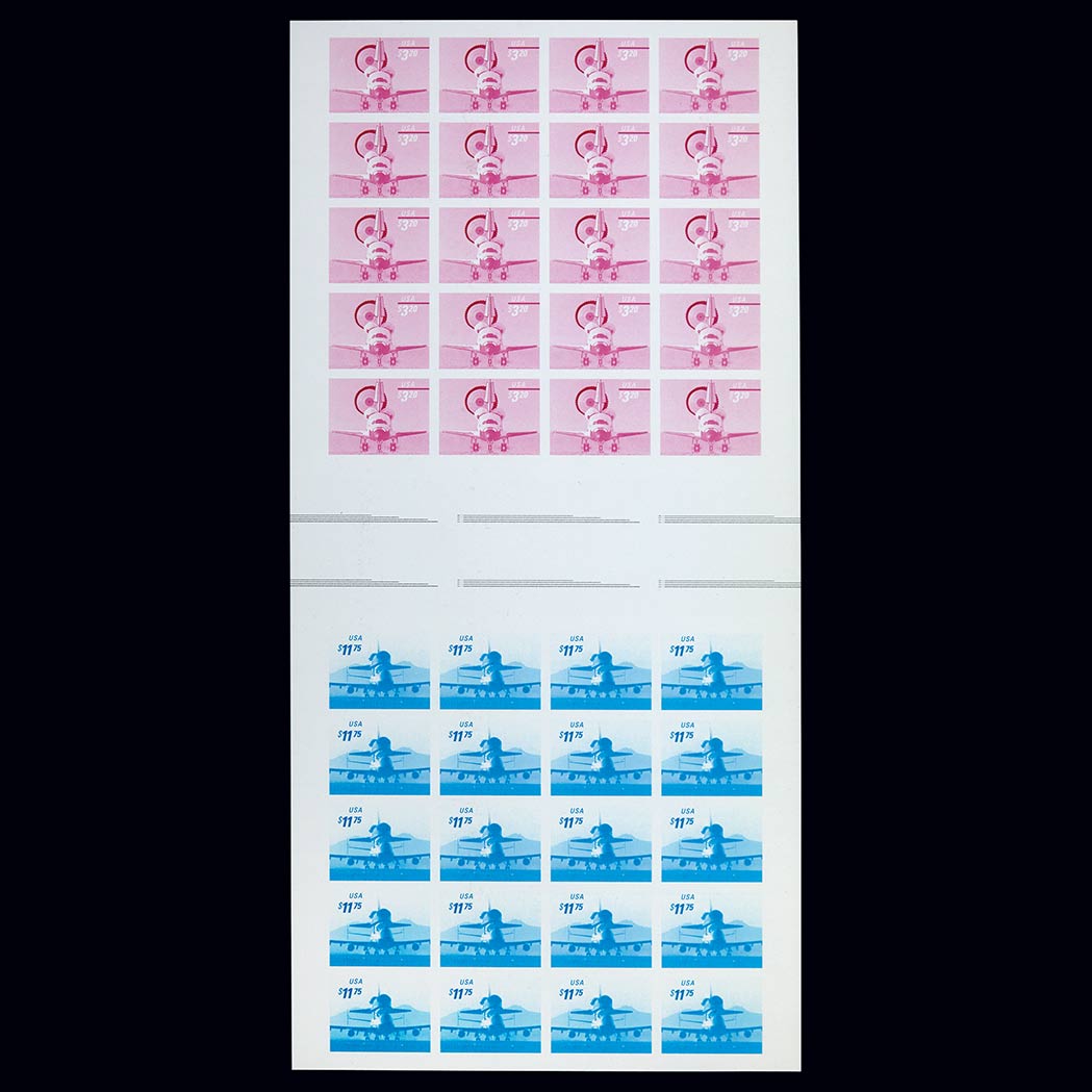 Lot image - United States Space Shuttle Trial Color Proofs on Coated Paper Scott 3261Pa, 3262Pa