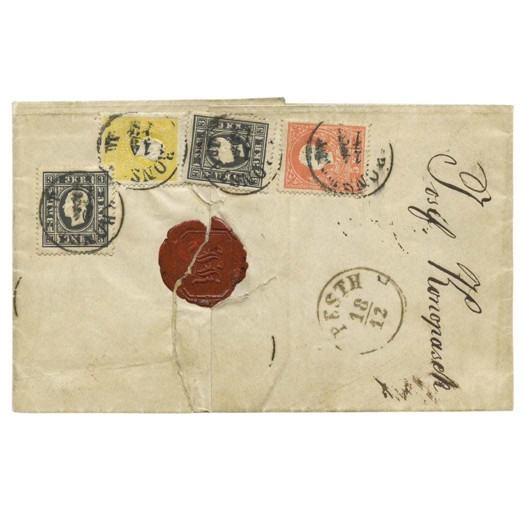 Lot image - Austria 1858 Four Color Franking