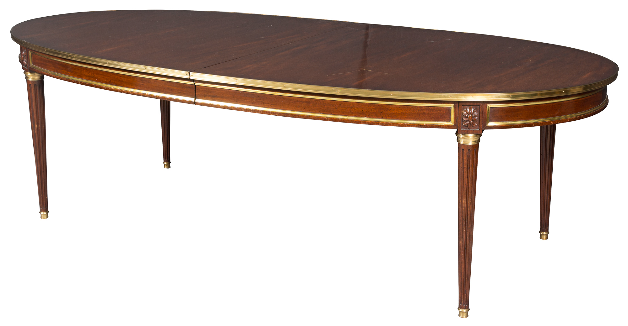 Lot image - Louis XVI Style Brass-Mounted Mahogany Extension Dining Table