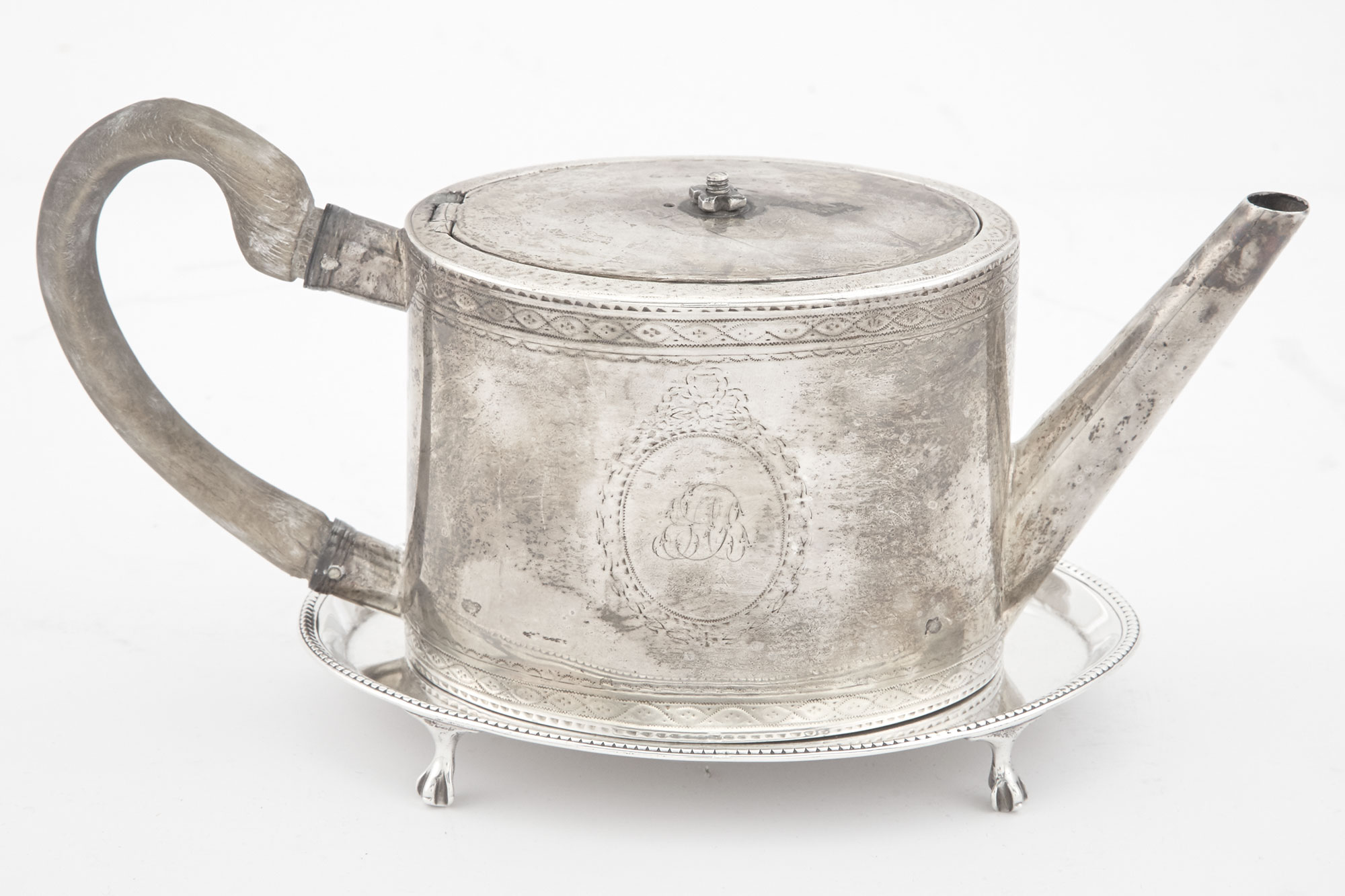 Lot image - Assembled George III Sterling Silver Teapot and Stand