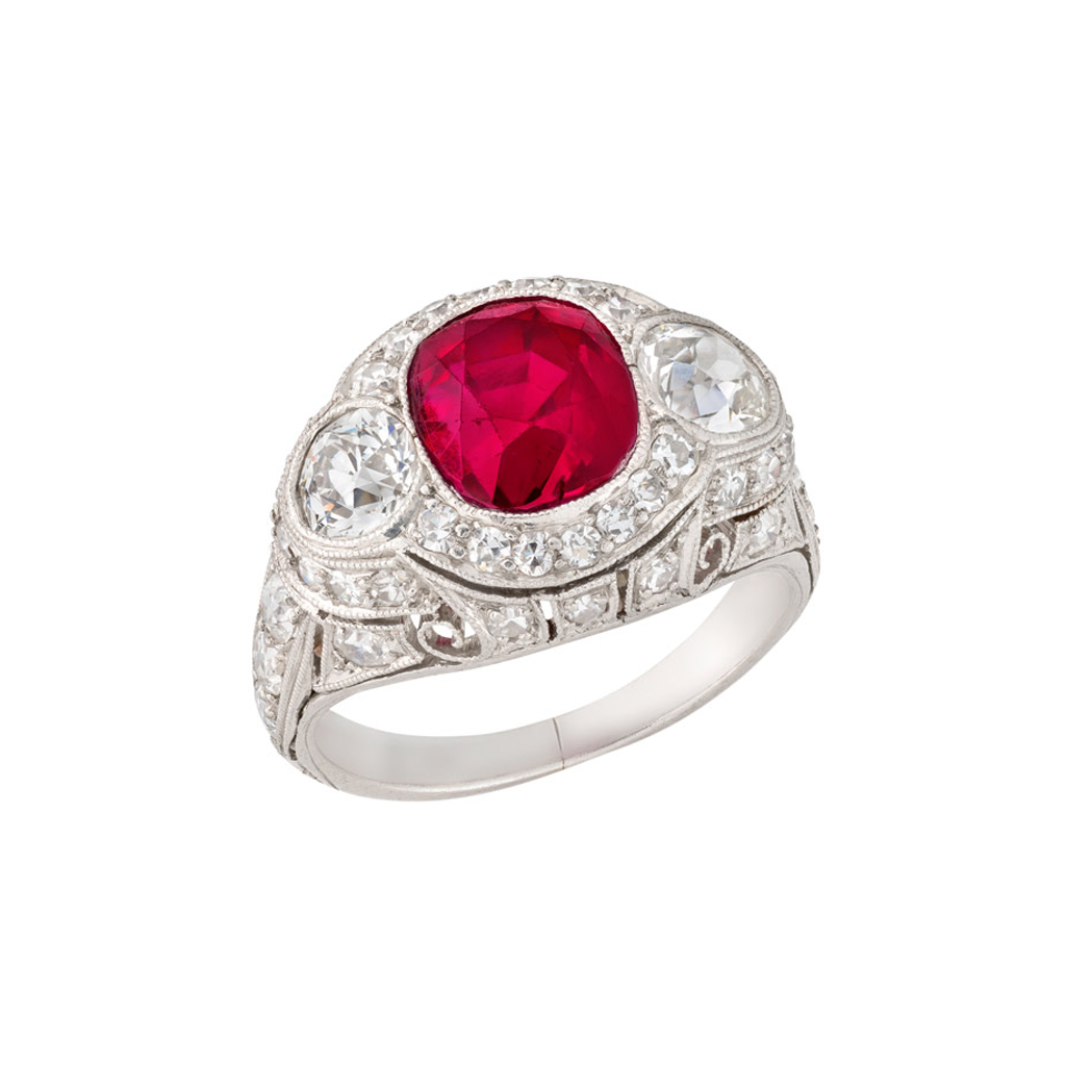 Lot image - Platinum, Ruby and Diamond Ring