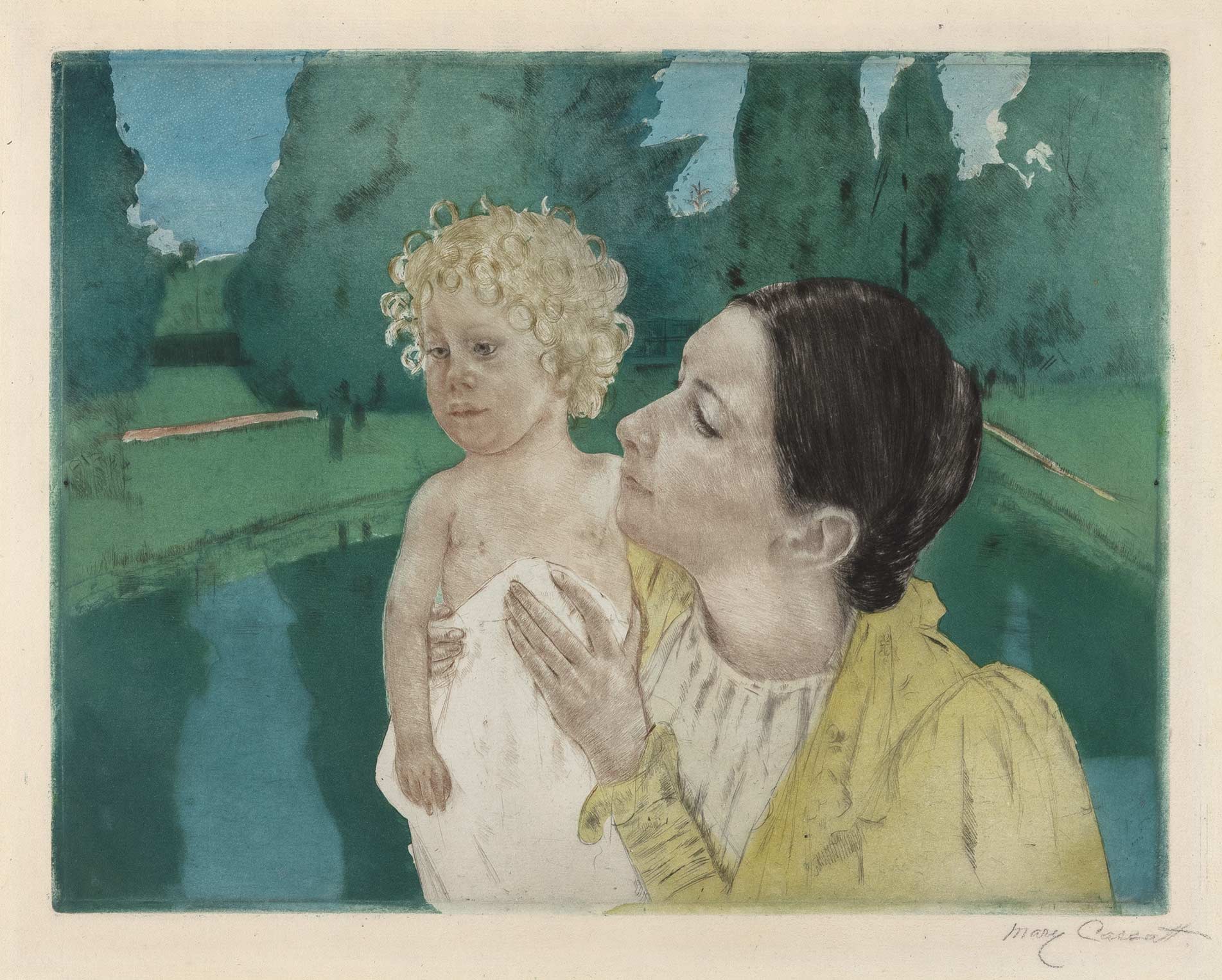 Lot image - Mary Cassatt BY THE POND