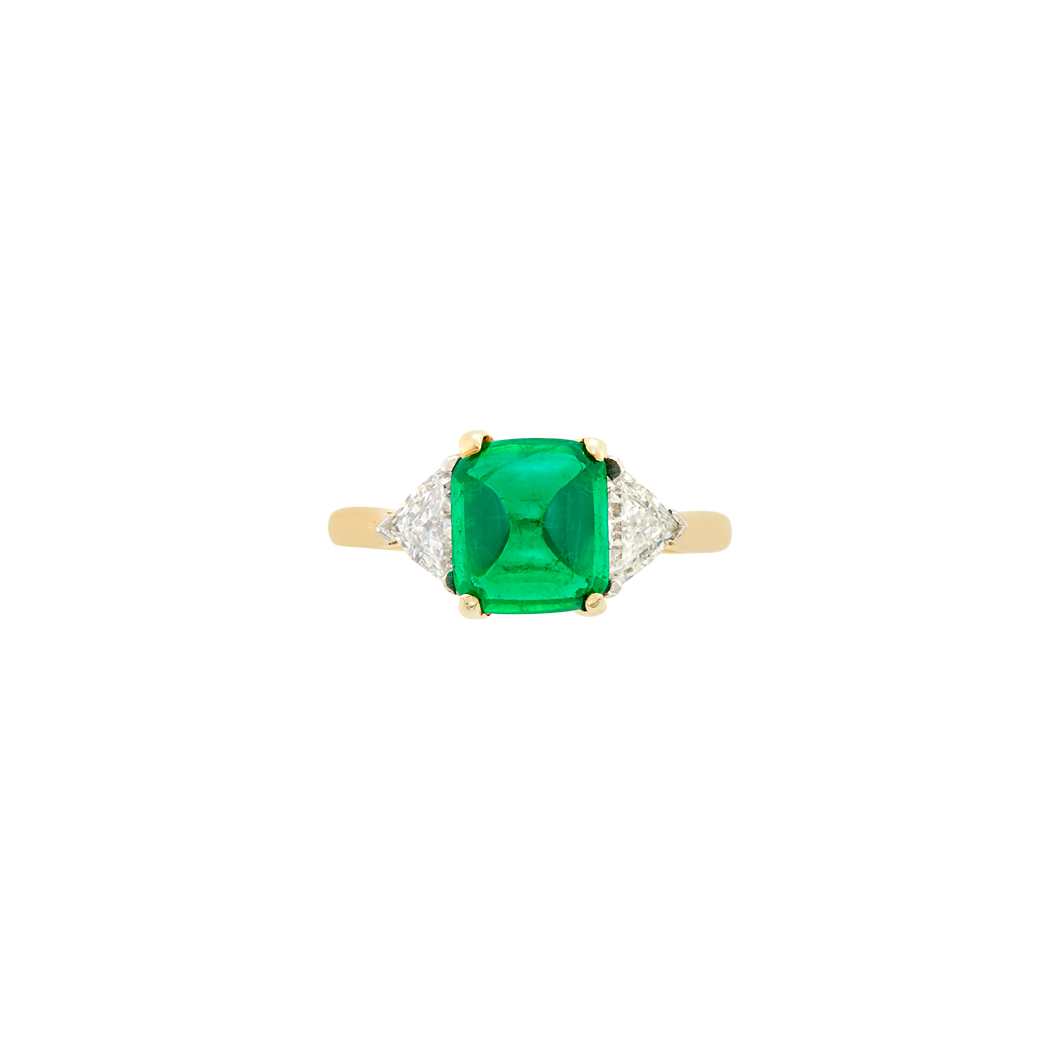 Lot image - Gold, Platinum, Emerald and Diamond Ring