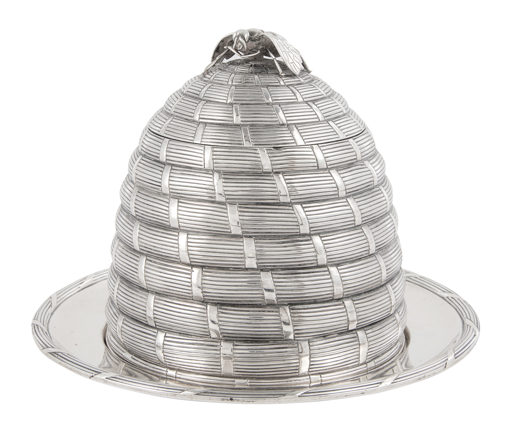 Lot image - George III Sterling Silver Honey Skep on Stand