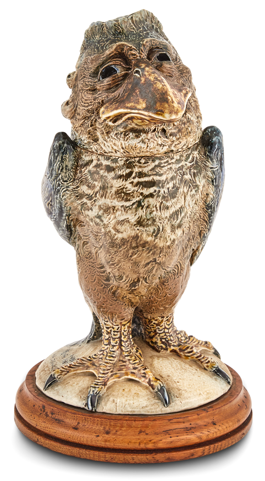 Lot image - Martin Brothers Stoneware Barrister Bird Jar and Cover