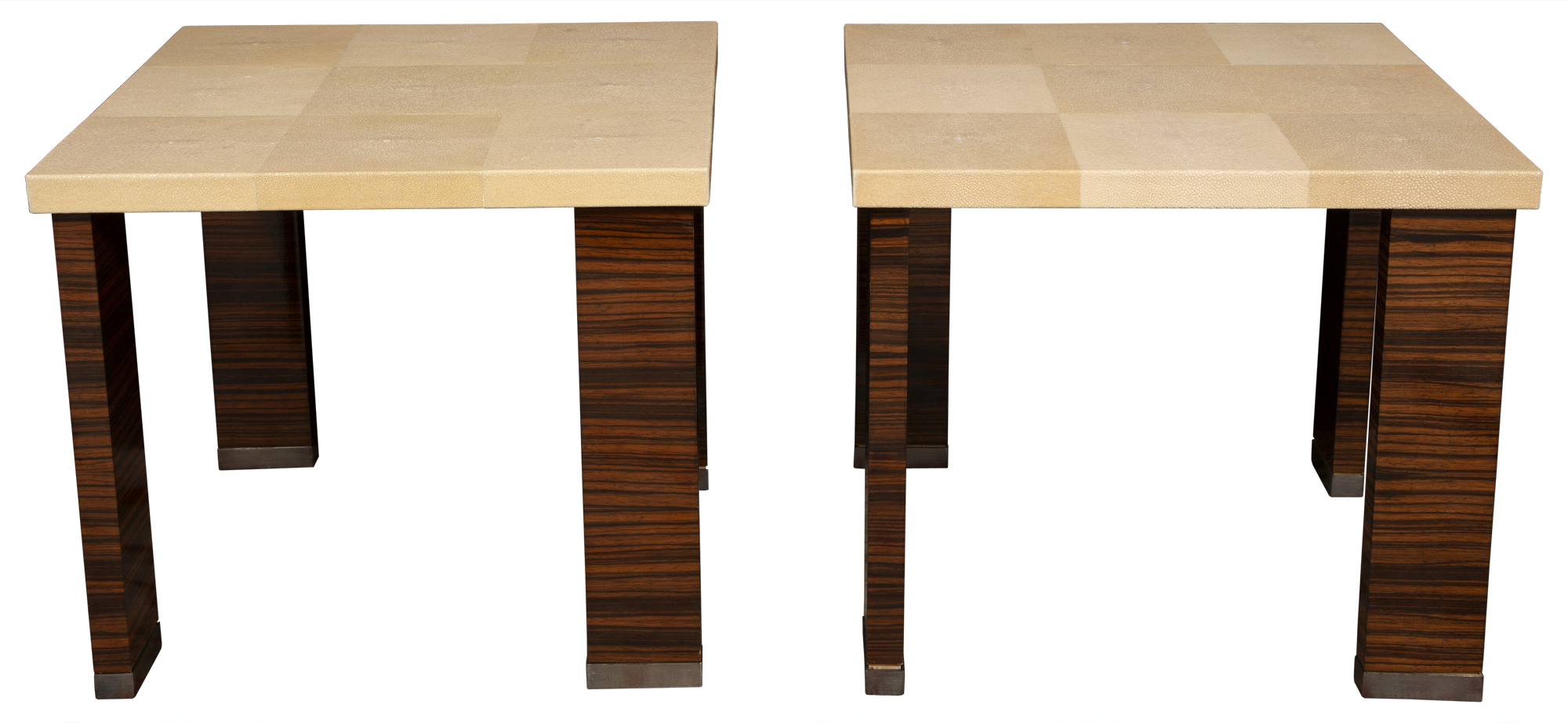 Lot image - Pair of Macassar Ebony and Shagreen Low Tables