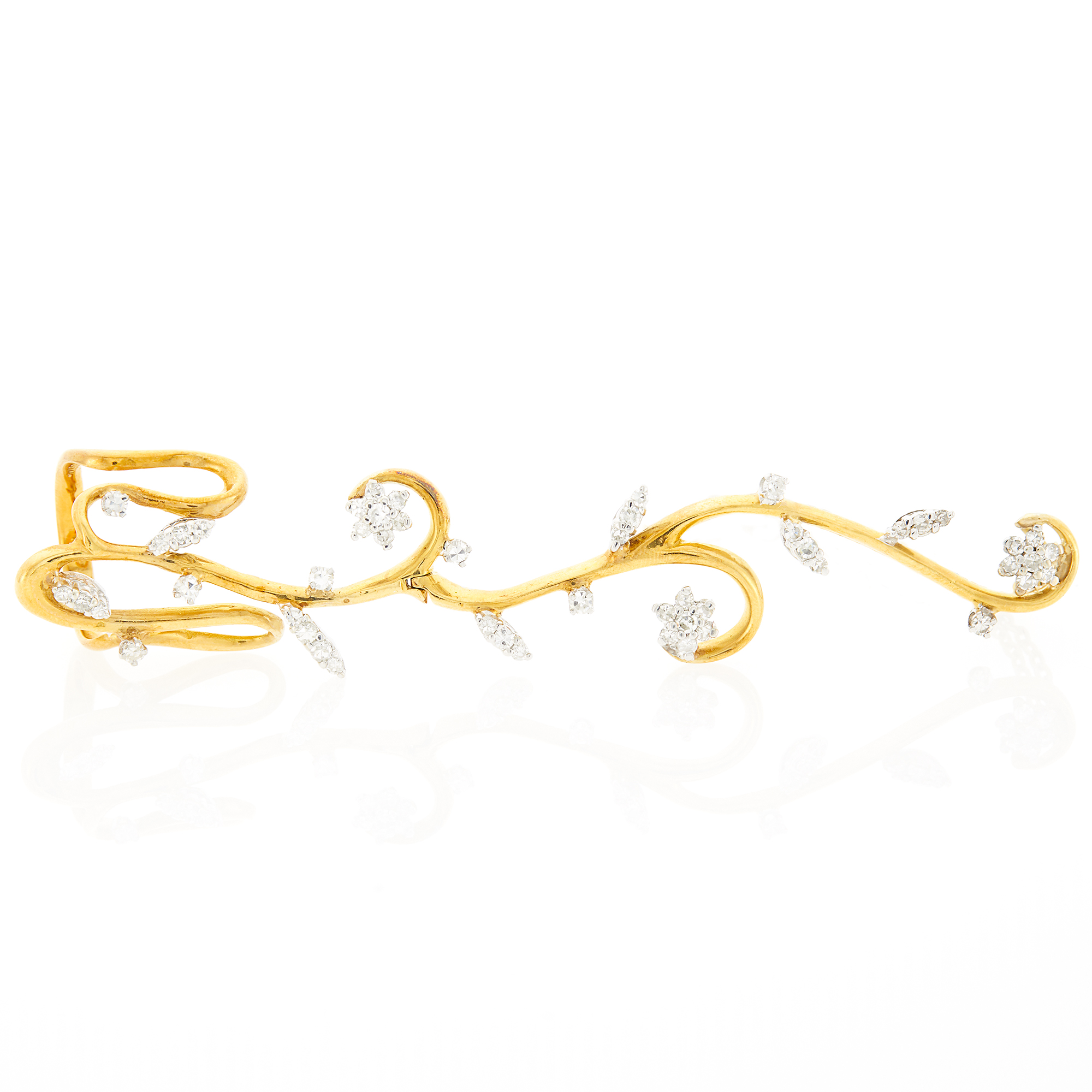 Lot image - Two-Color Gold and Diamond Ring Bracelet/Combination