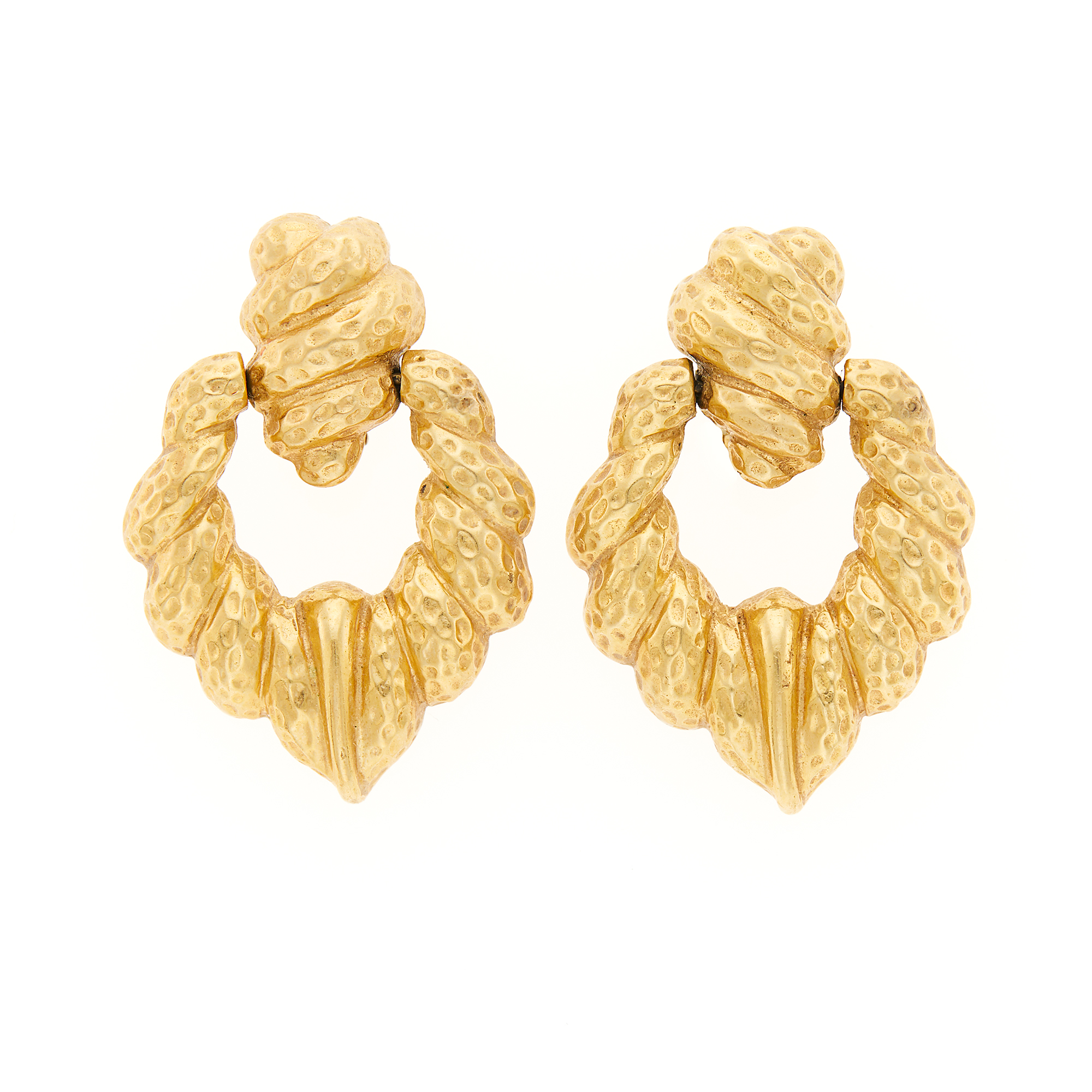 Lot image - Pair of Gold Doorknocker Earclips