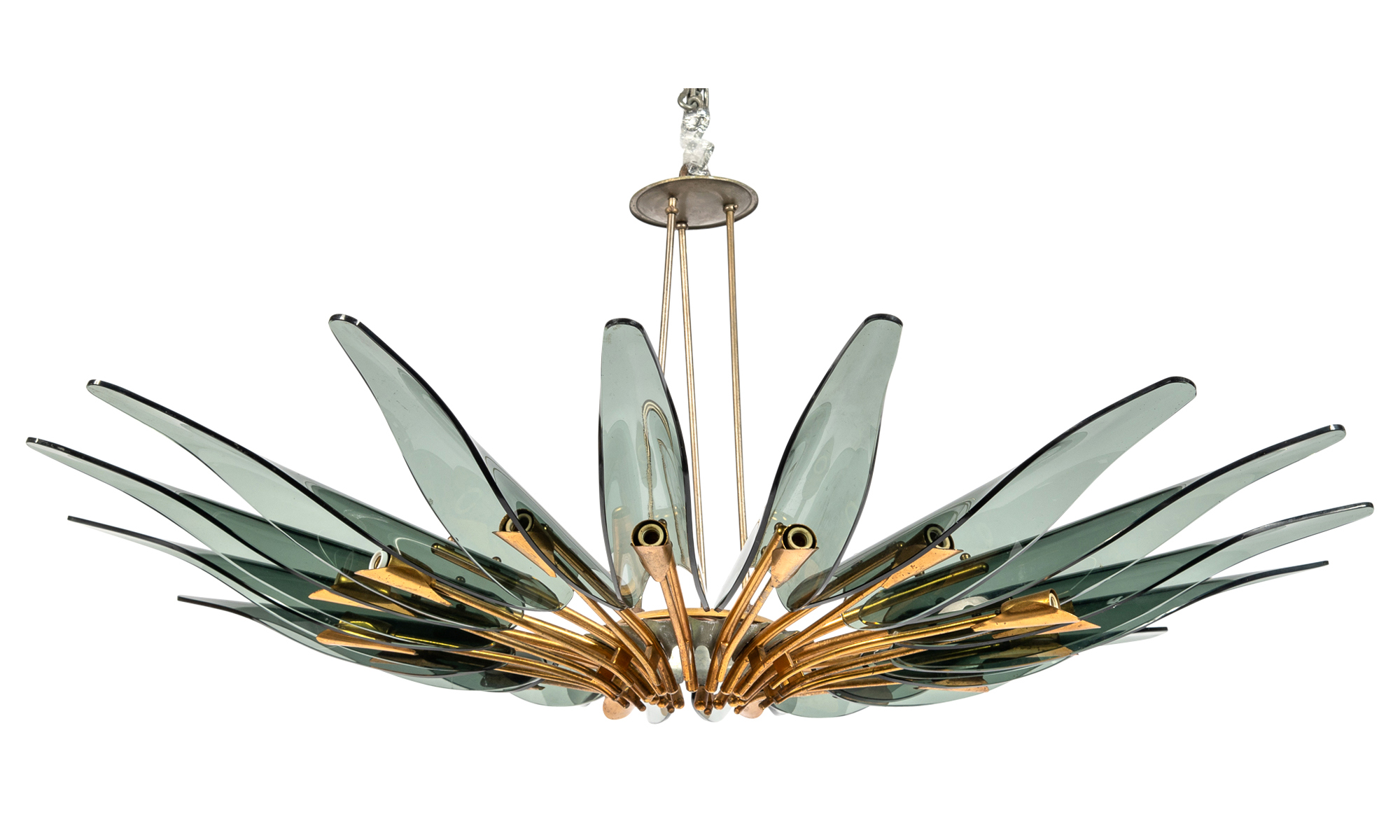 Lot image - Max Ingrand for Fontana Arte Gilt-Metal and Glass Sixteen-Light Dahlia