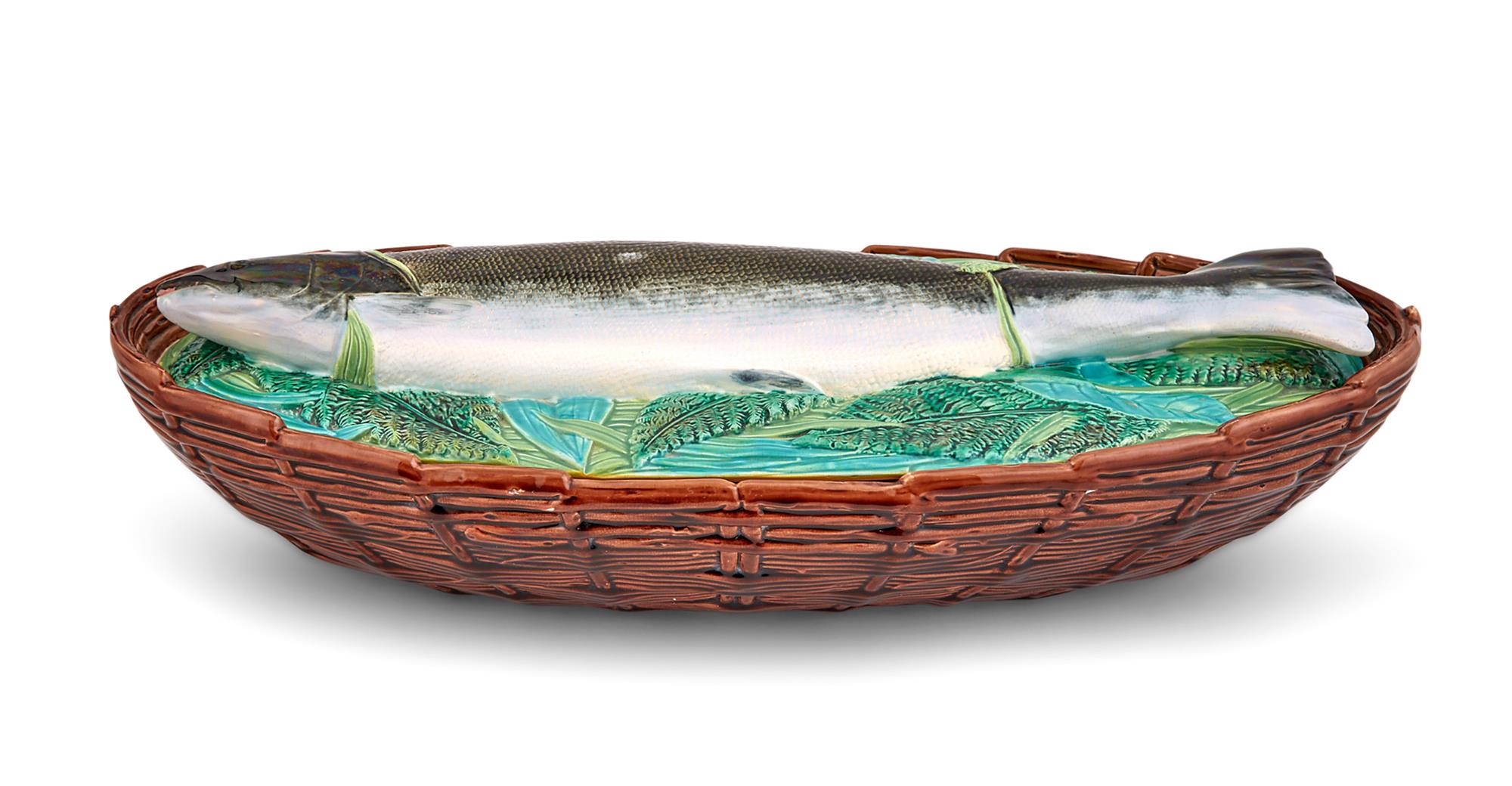 Lot image - George Jones & Sons Majolica Salmon Tureen and Cover