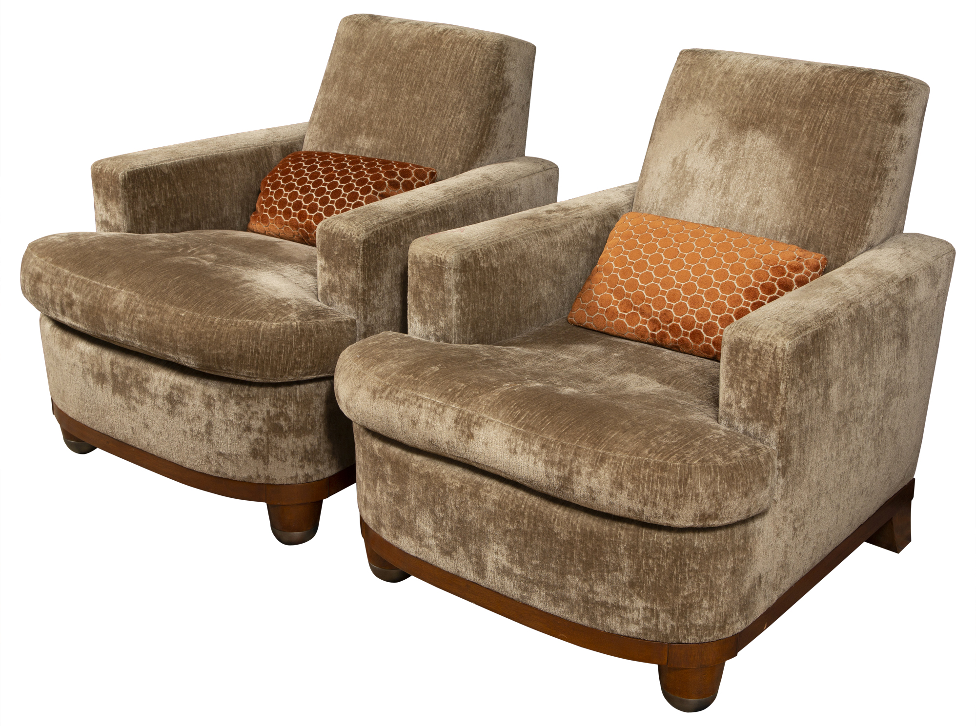 Lot image - Pair of Jonas Chenille Upholstered Club Chairs