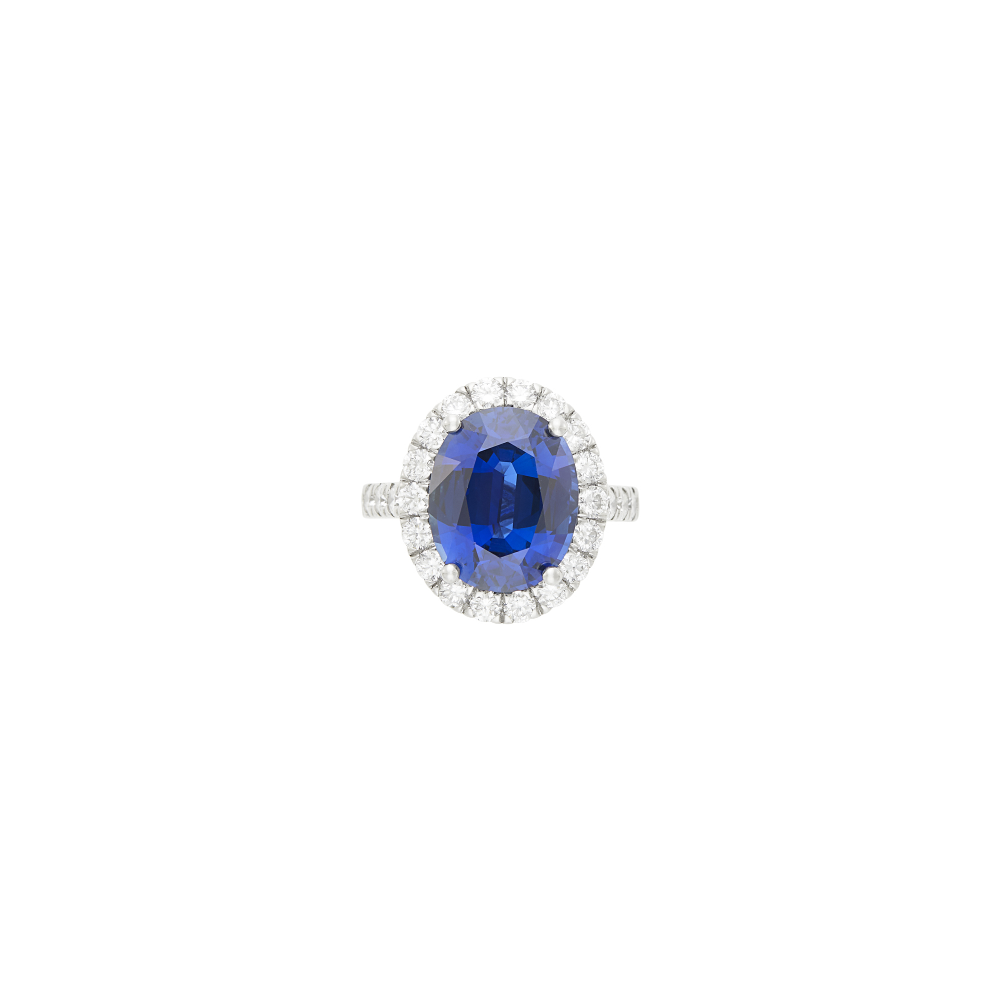 Lot image - Platinum, Sapphire and Diamond Ring