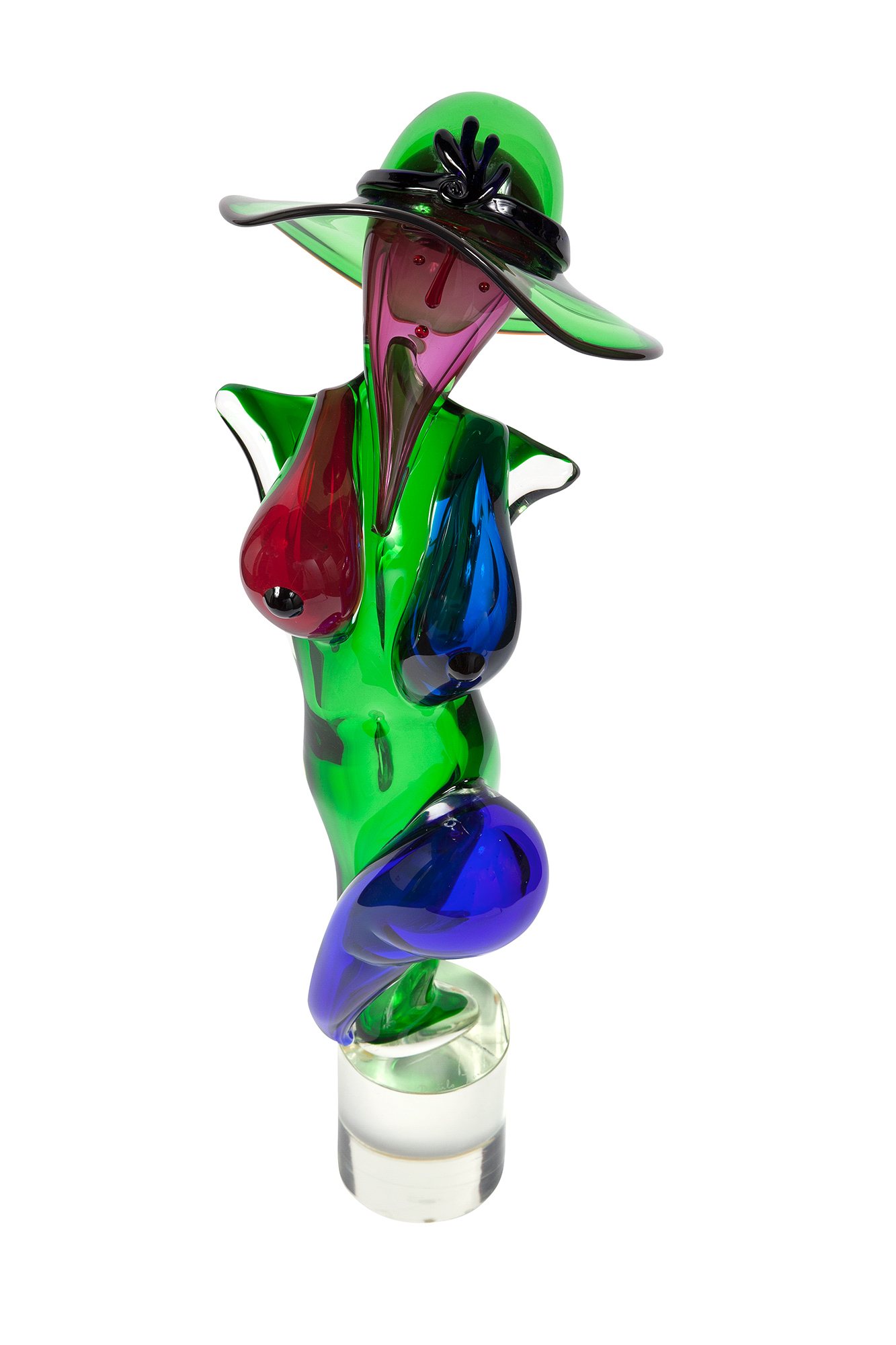 Lot image - Danilo Zonella for Berengo Studio Blown Glass Sculpture of a Nude Woman with Hat