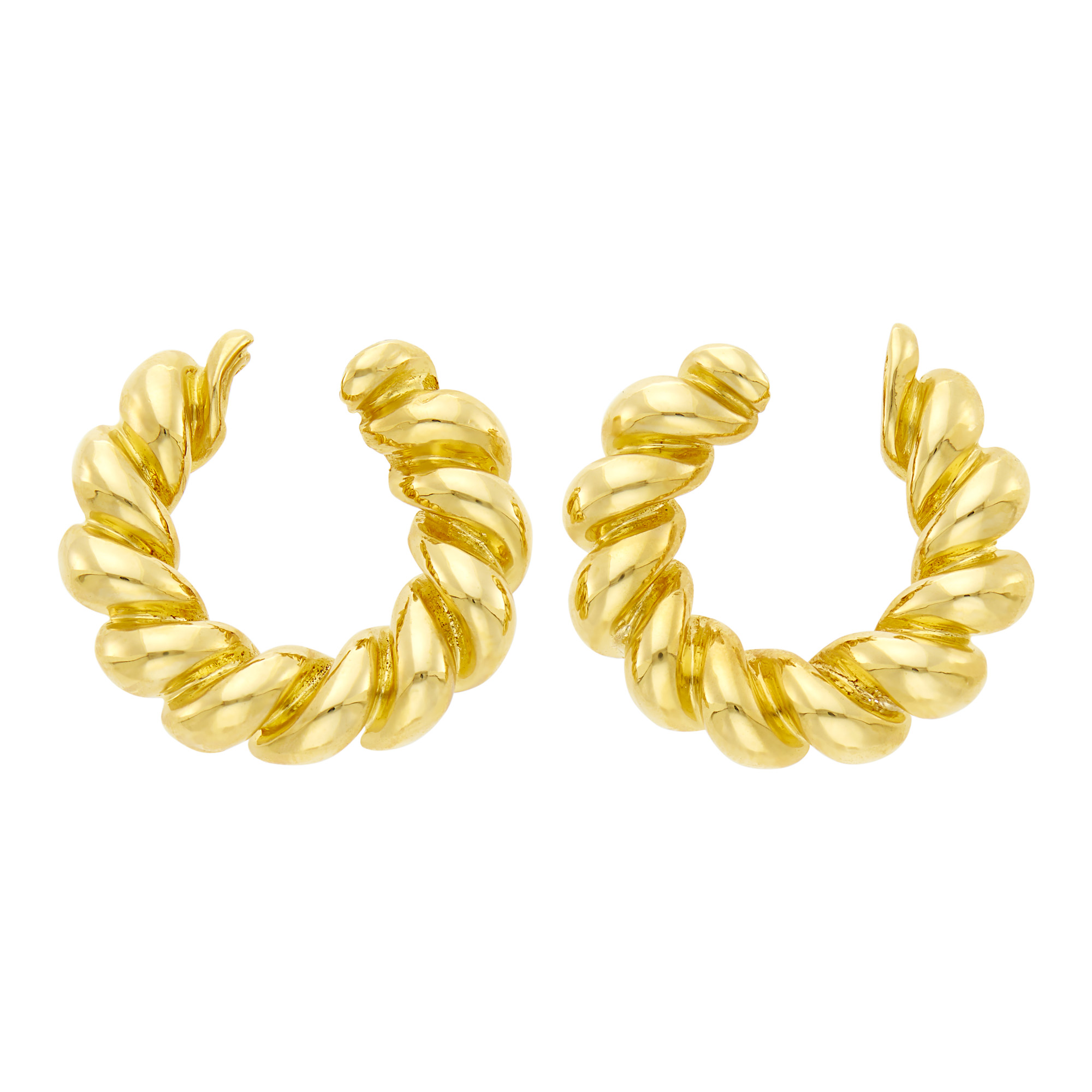 Lot image - Cartier Pair of Fluted Gold Hoop Earrings