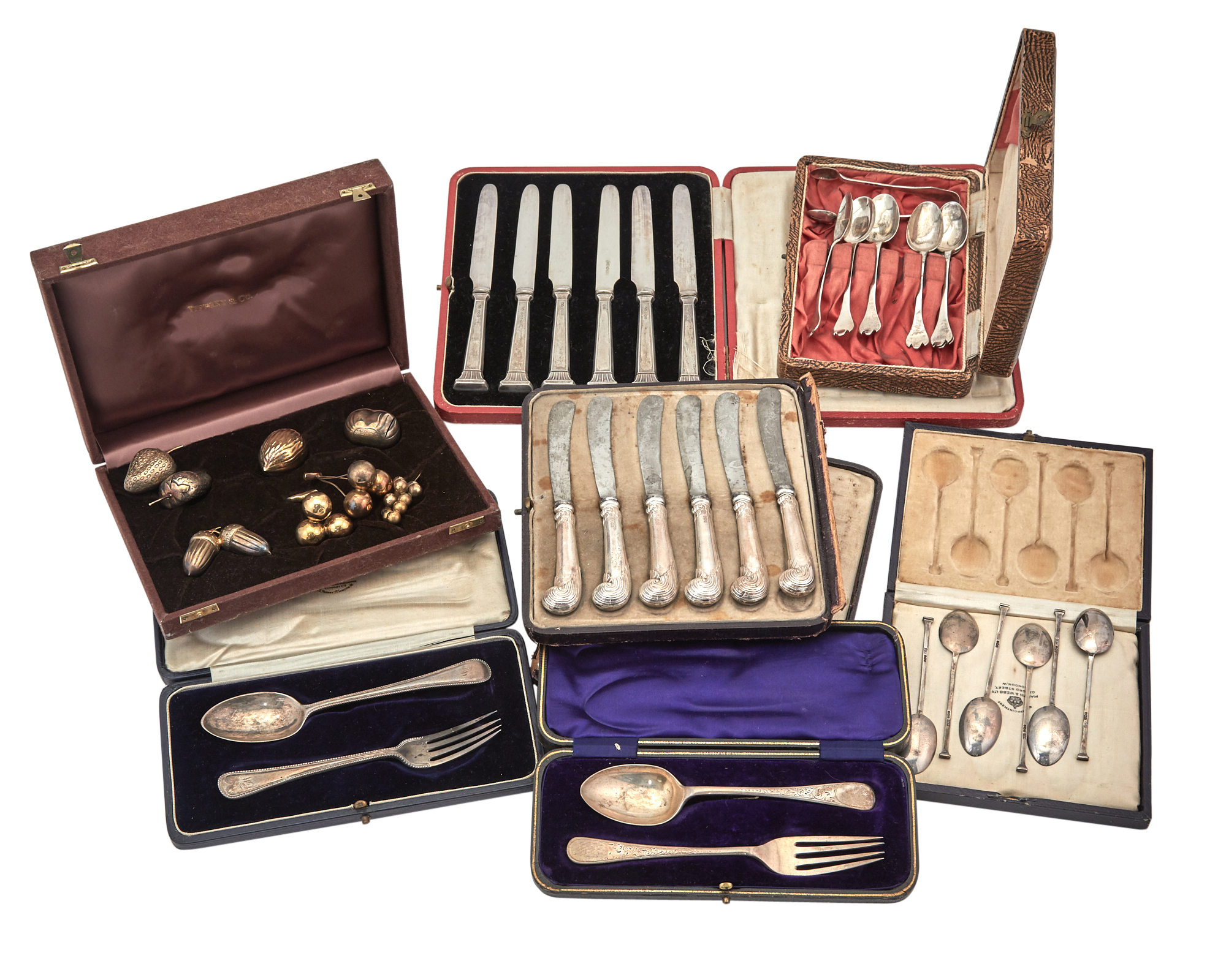Lot image - Group of Cased Silver Flatware and Table Articles