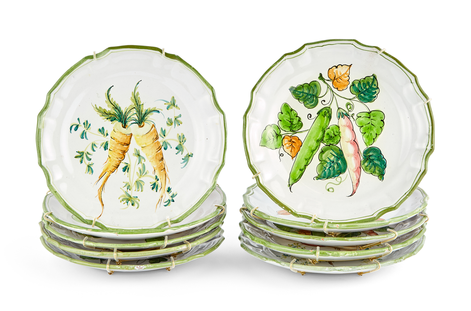 Lot image - Set of Ten Tin-Glazed Ceramic Vegetable Plates
