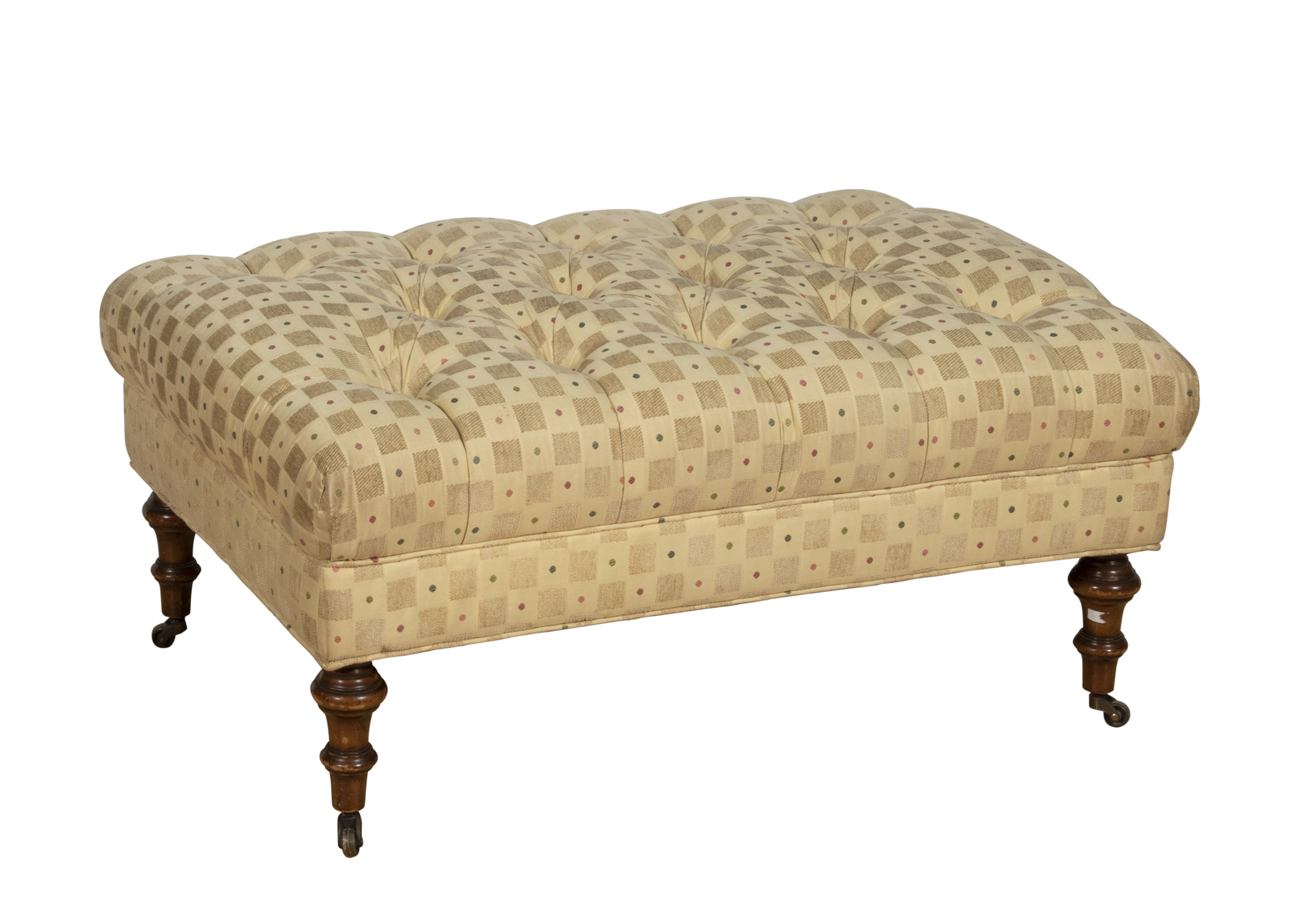 Lot image - Upholstered Tufted Ottoman