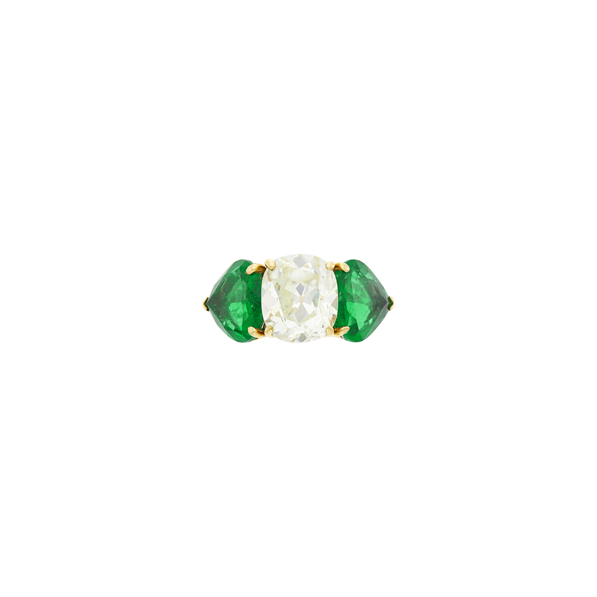 Lot image - Gold, Diamond and Emerald Ring