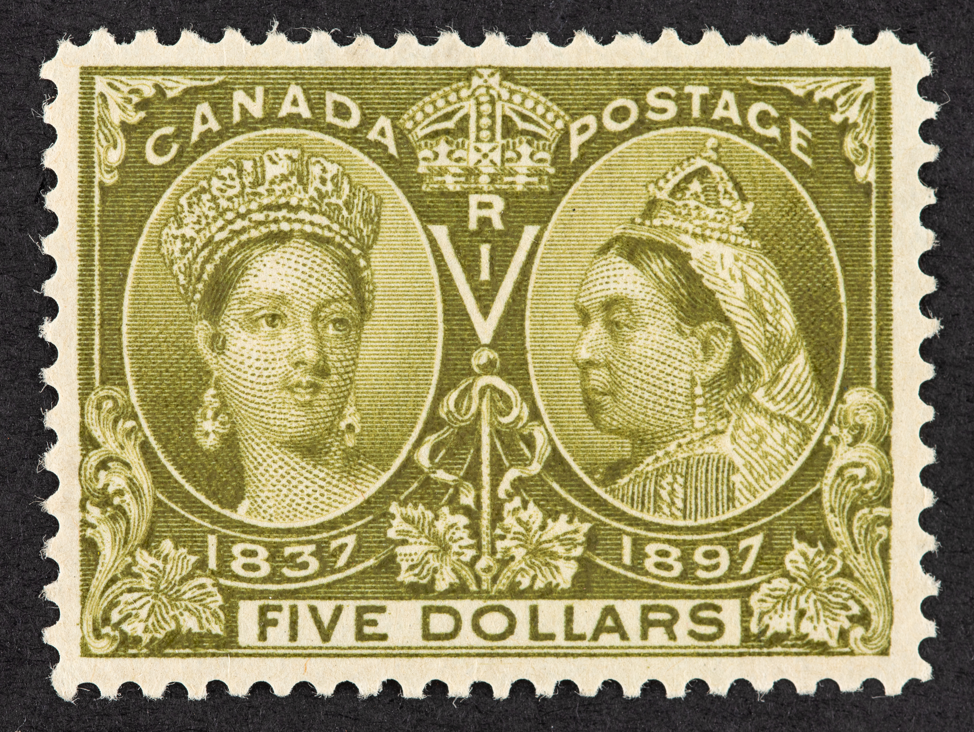 Lot image - Canada 1897 Jubilee $5 Olive Green Scott 65 $4,000