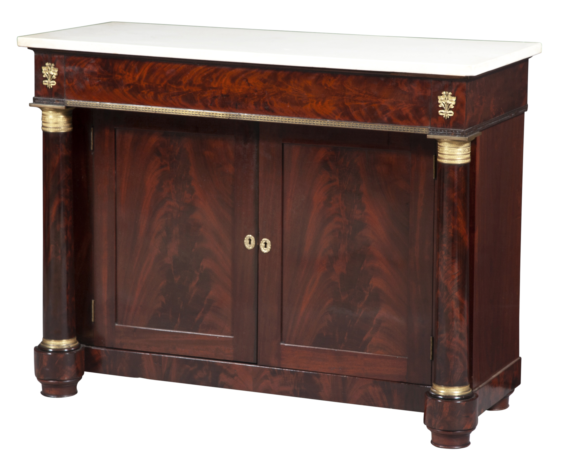 Lot image - Empire Ormolu-Mounted Mahogany and Marble Side Cabinet