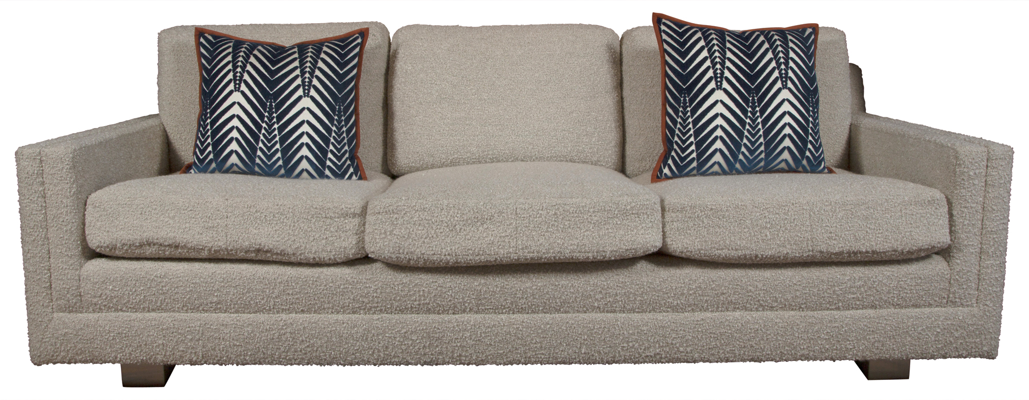 Lot image - Jonas Cream Chenille/Wool Upholstered Loose Cushion Sofa