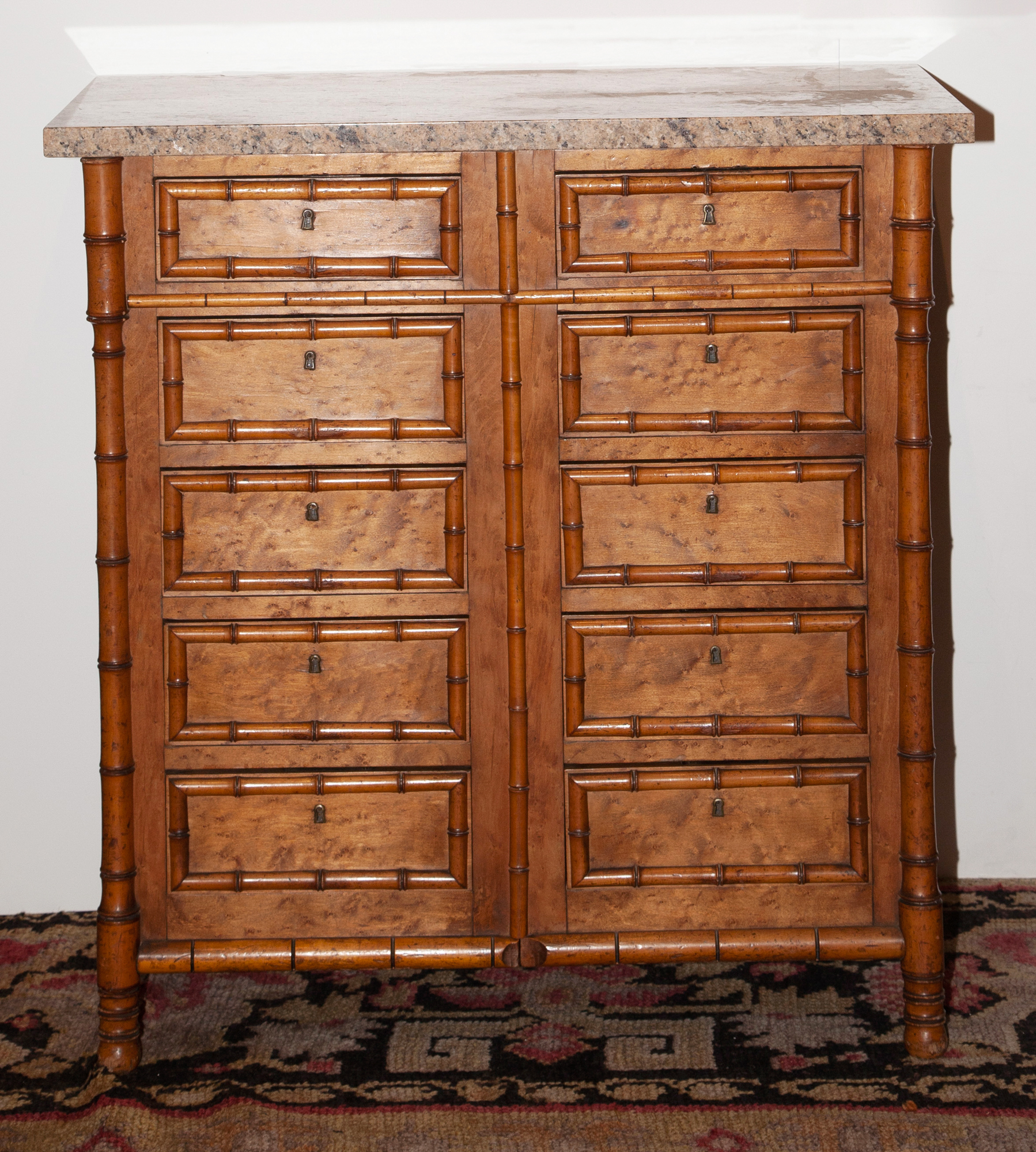 Lot image - Faux Bamboo Chest of Drawers