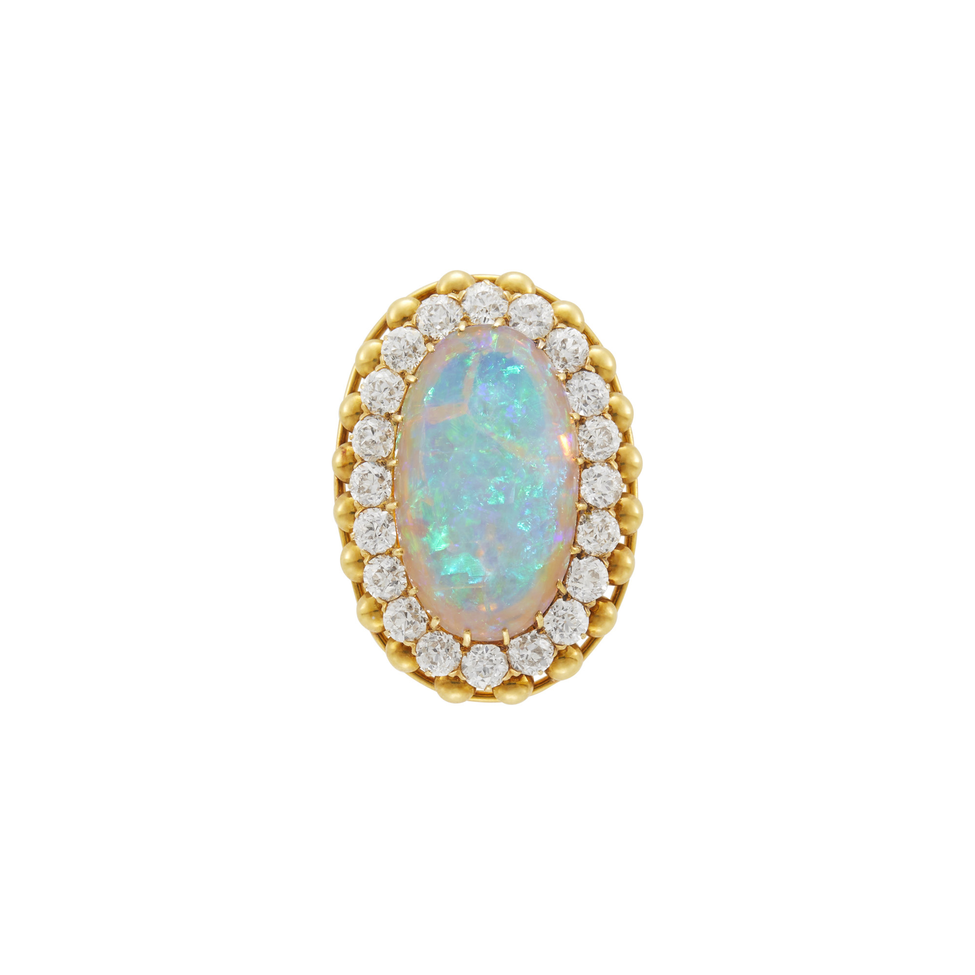 Lot image - Gold, Opal and Diamond Clip-Brooch
