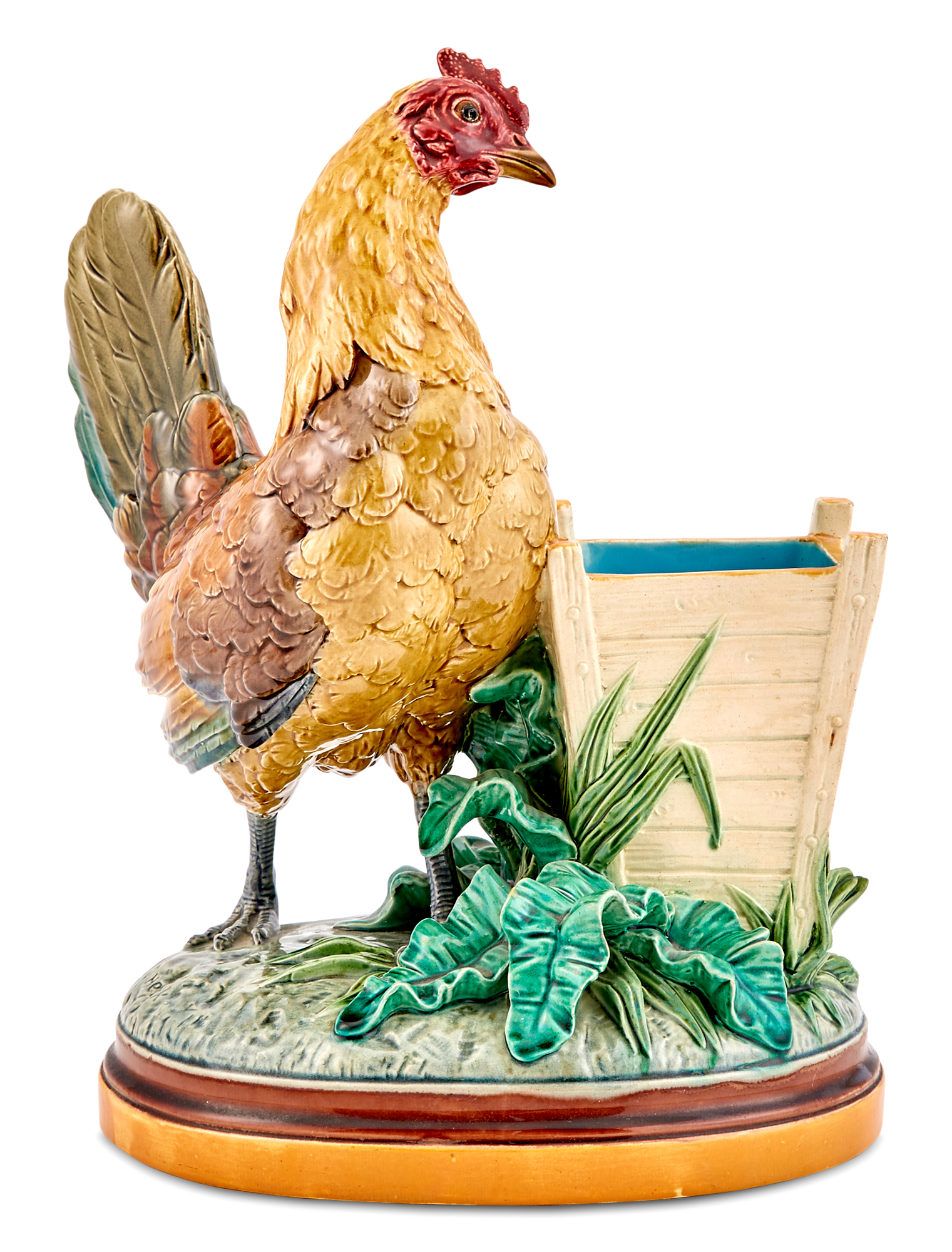 Lot image - Minton & Co. Majolica Hen Spill Vase