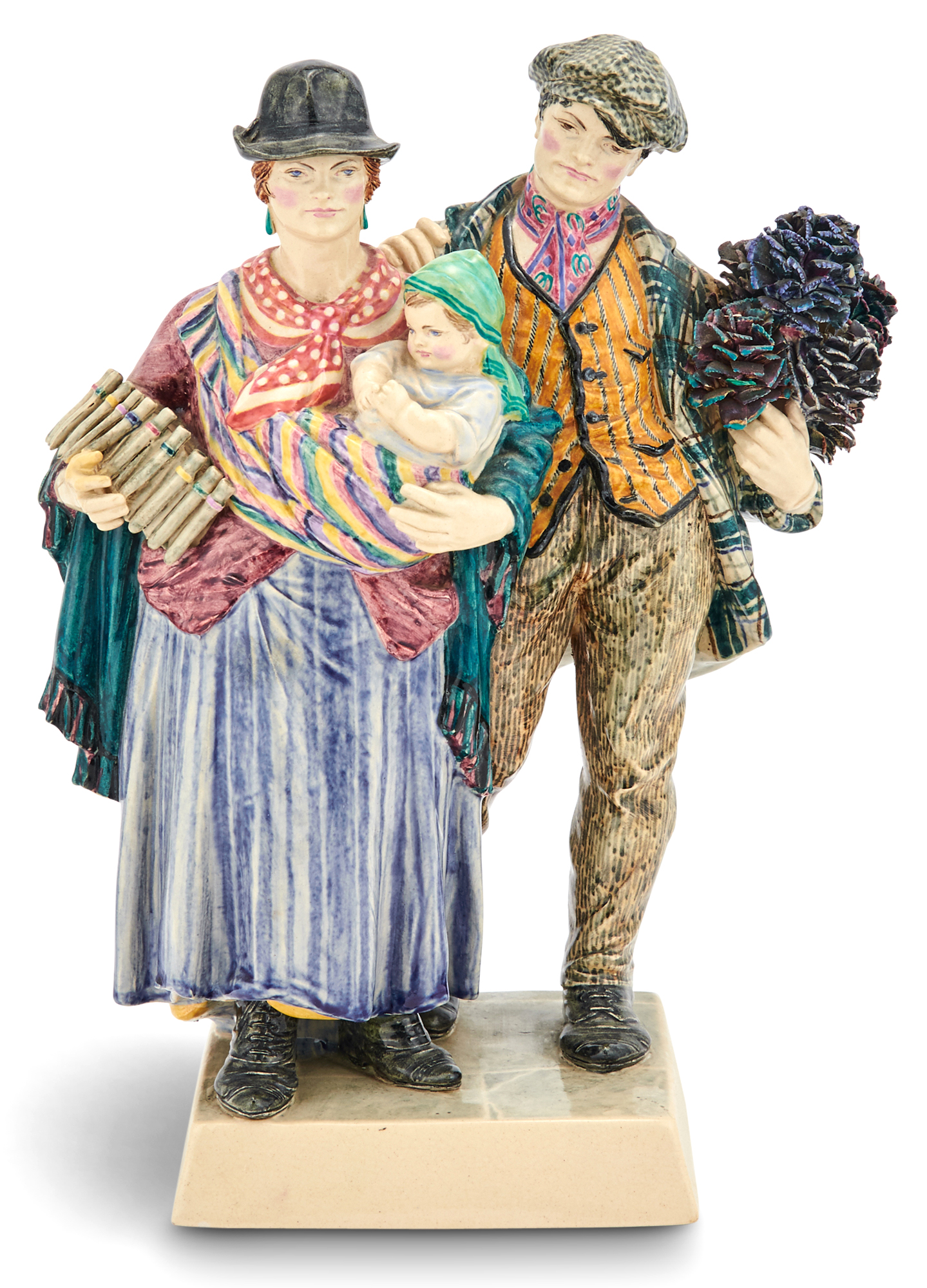 Lot image - Charles Vyse Chelsea Pottery Figural Group Entitled The Gypsies