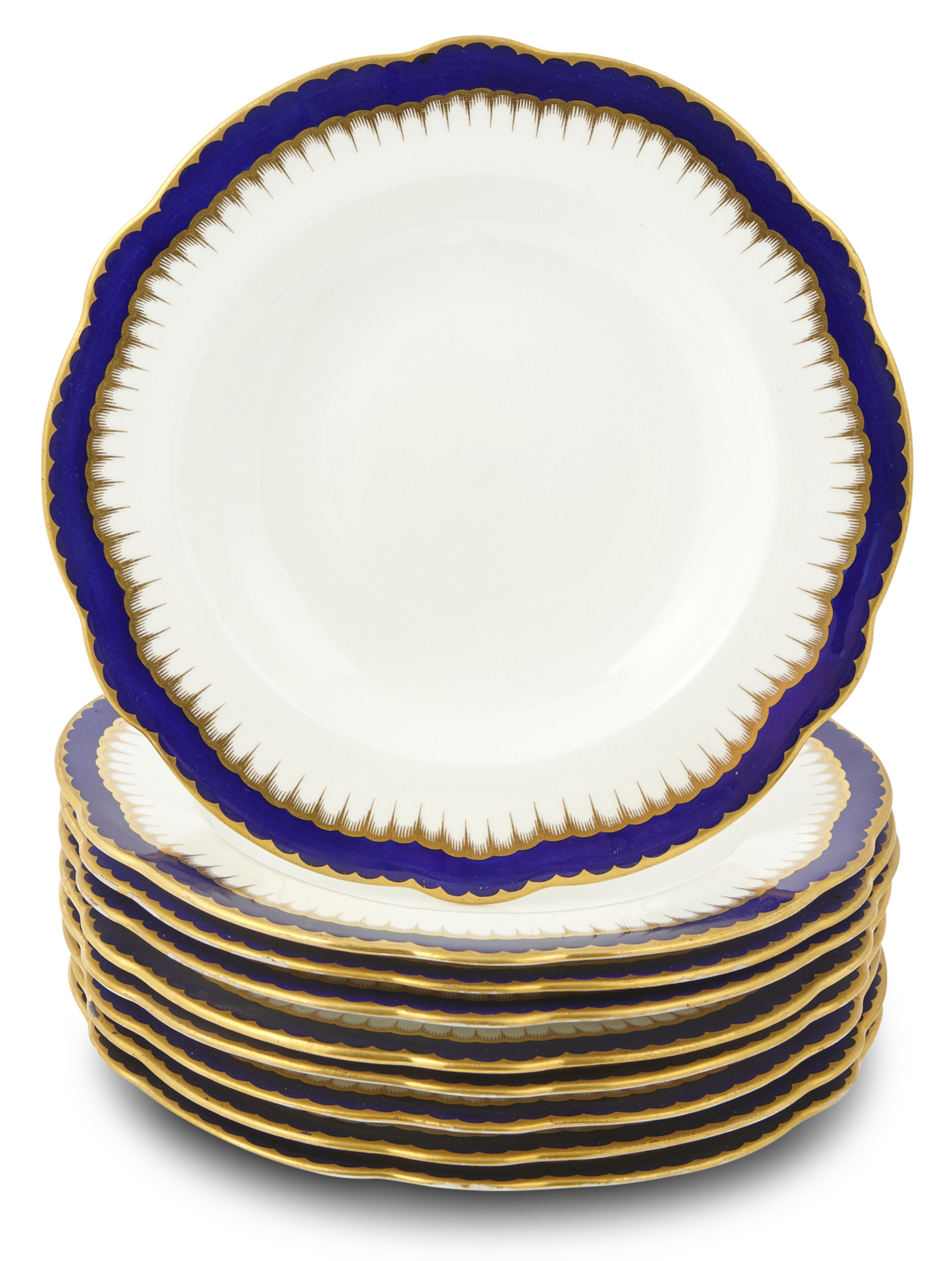 Lot image - Nine Coalport Porcelain Soup Plates