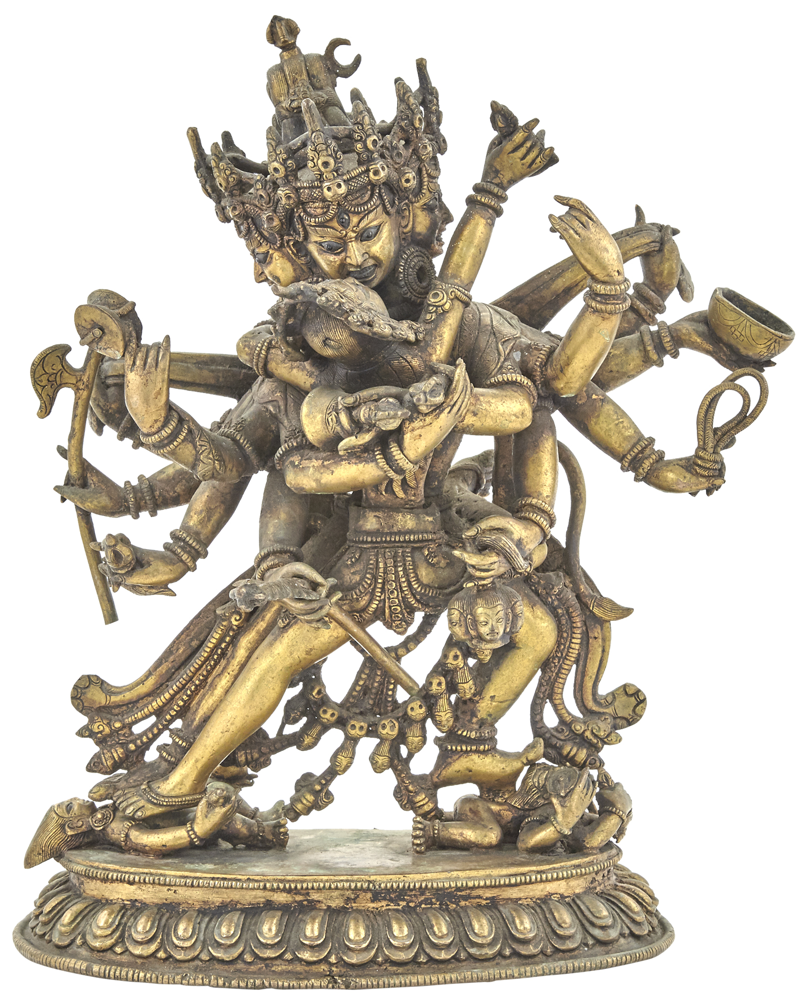 Lot image - A Large Tibetan Bronze Tantric Grouping of Chakrasamvara