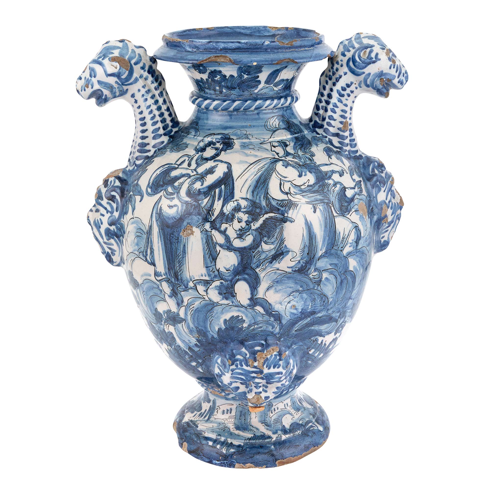 Lot image - Savona Maiolica Two-Handled Wet Drug Jar