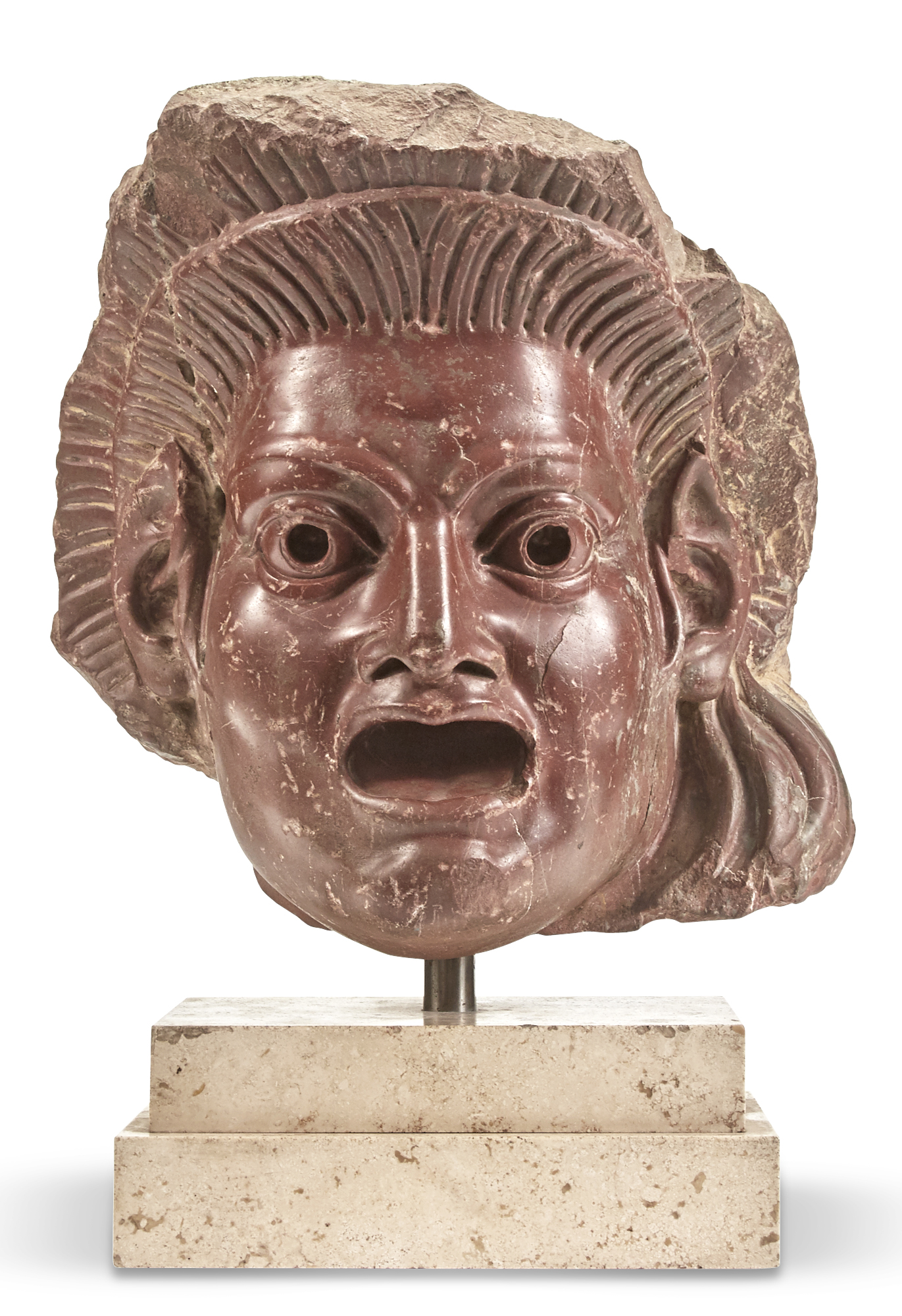 Lot image - Roman Style Red Marble Theater Mask