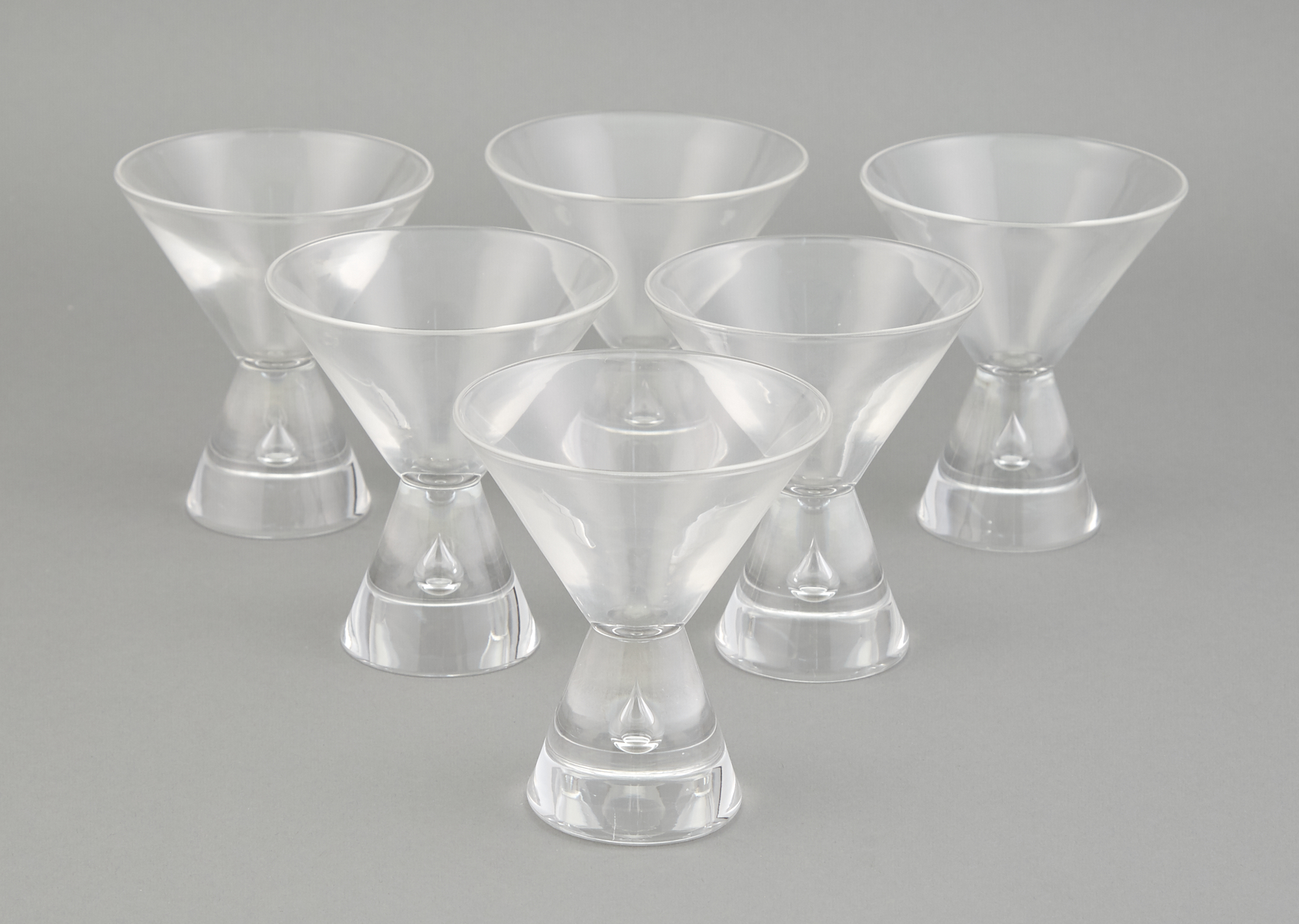 Lot image - Set of Fourteen Steuben Conical Teardrop Cocktail Glasses